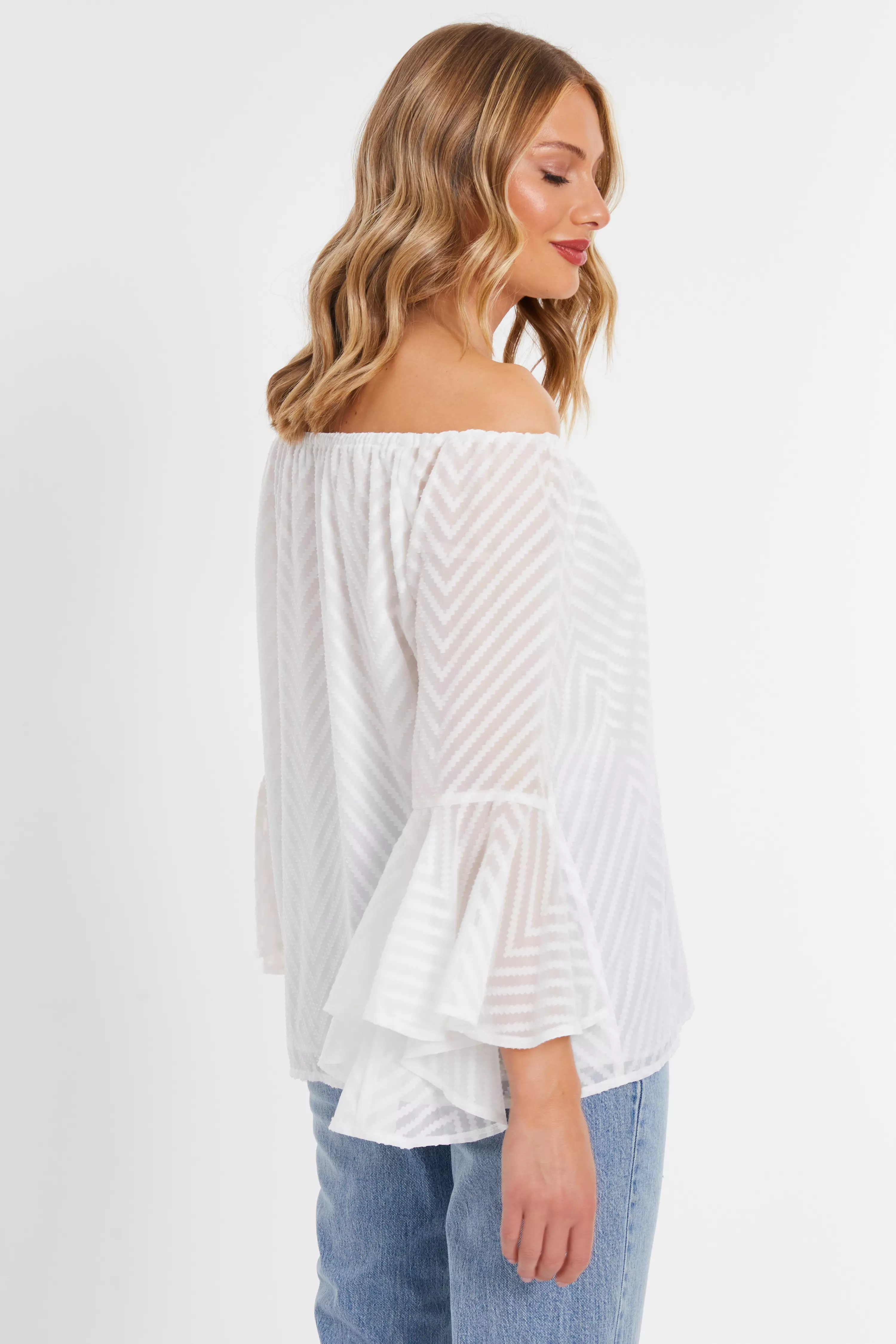 White Chiffon Bardot Top