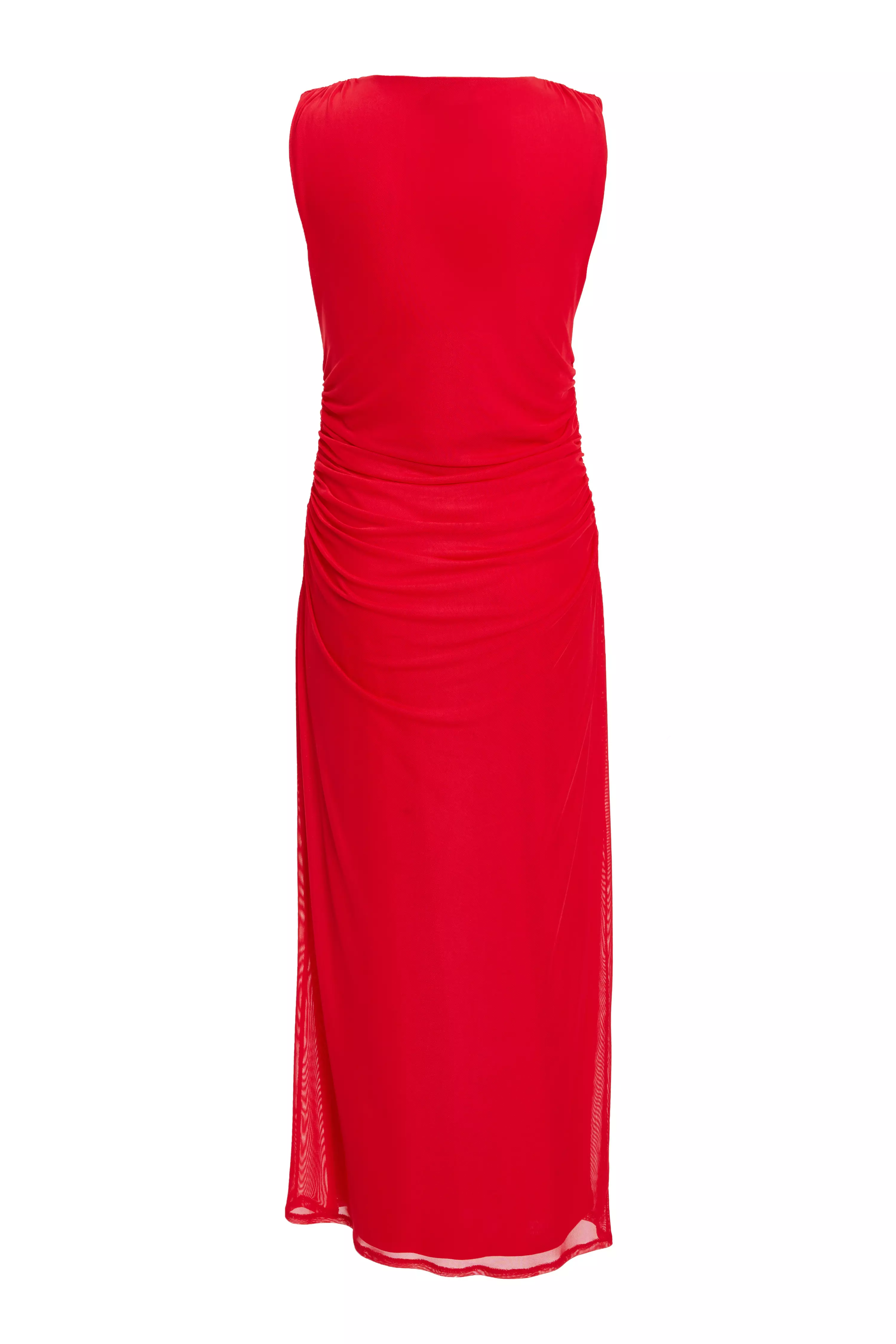 Red Mesh Midaxi Dress