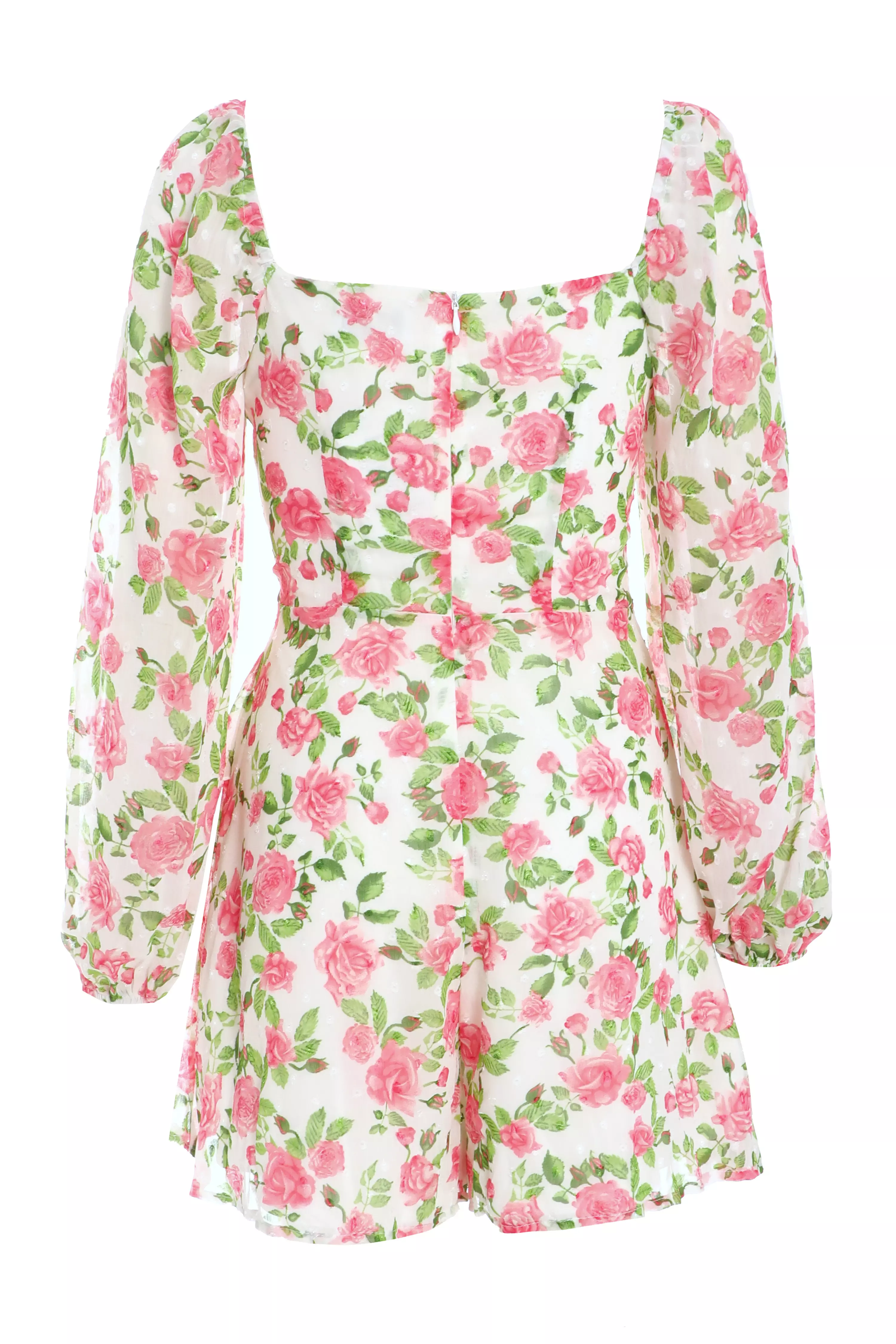 Pink Floral Chiffon Playsuit