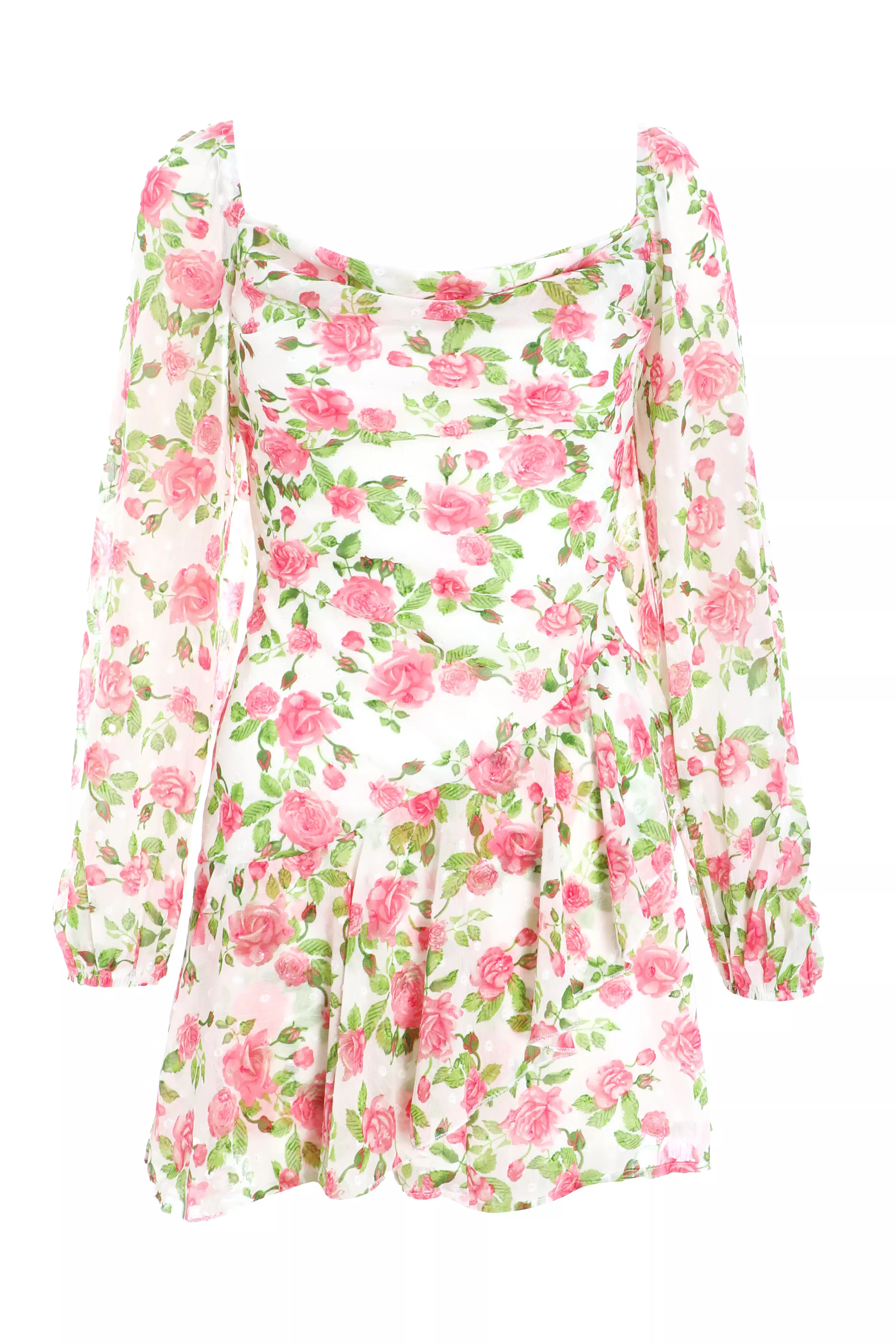 Pink Floral Chiffon Playsuit