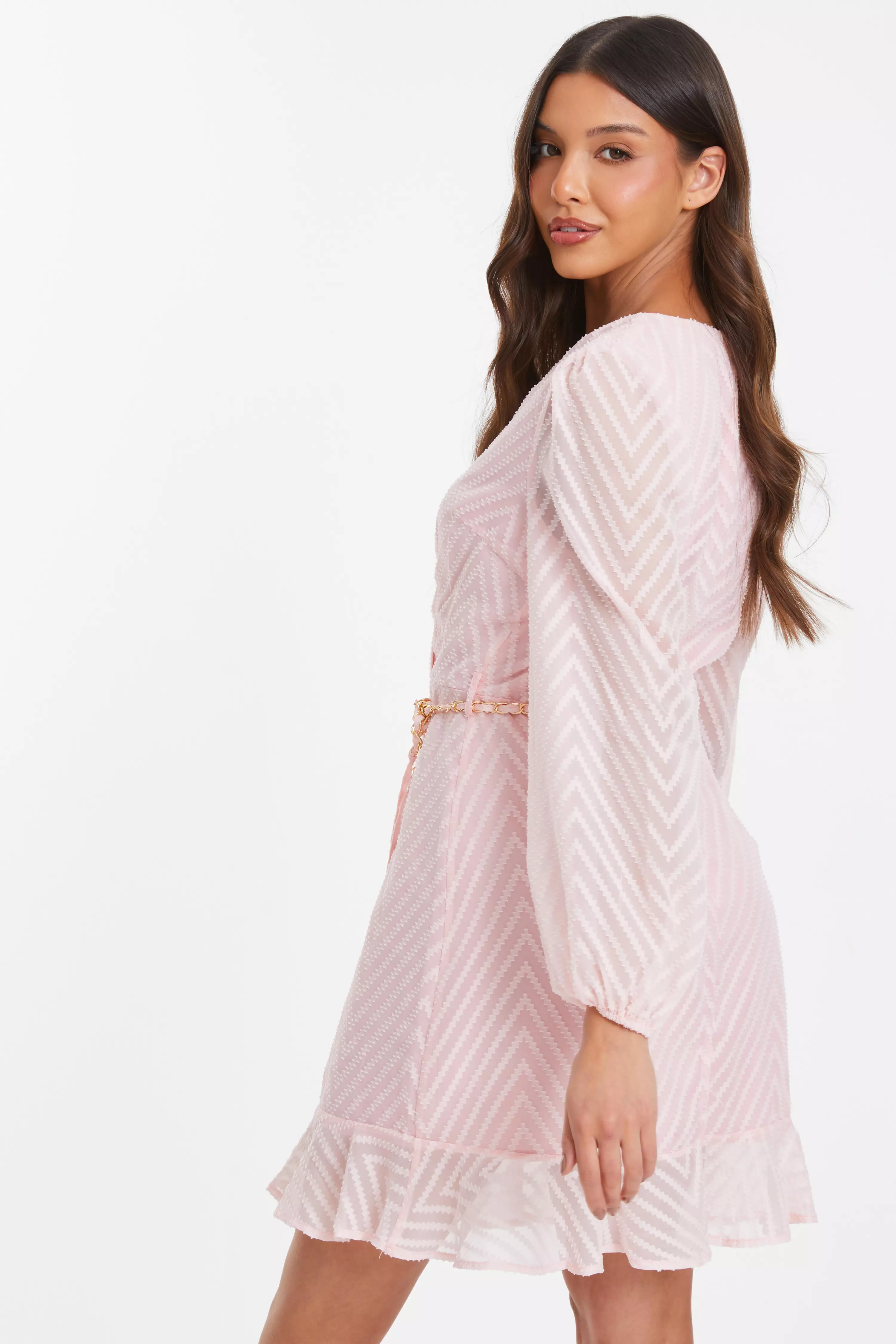 Pink Chevron Skater Mini Dress