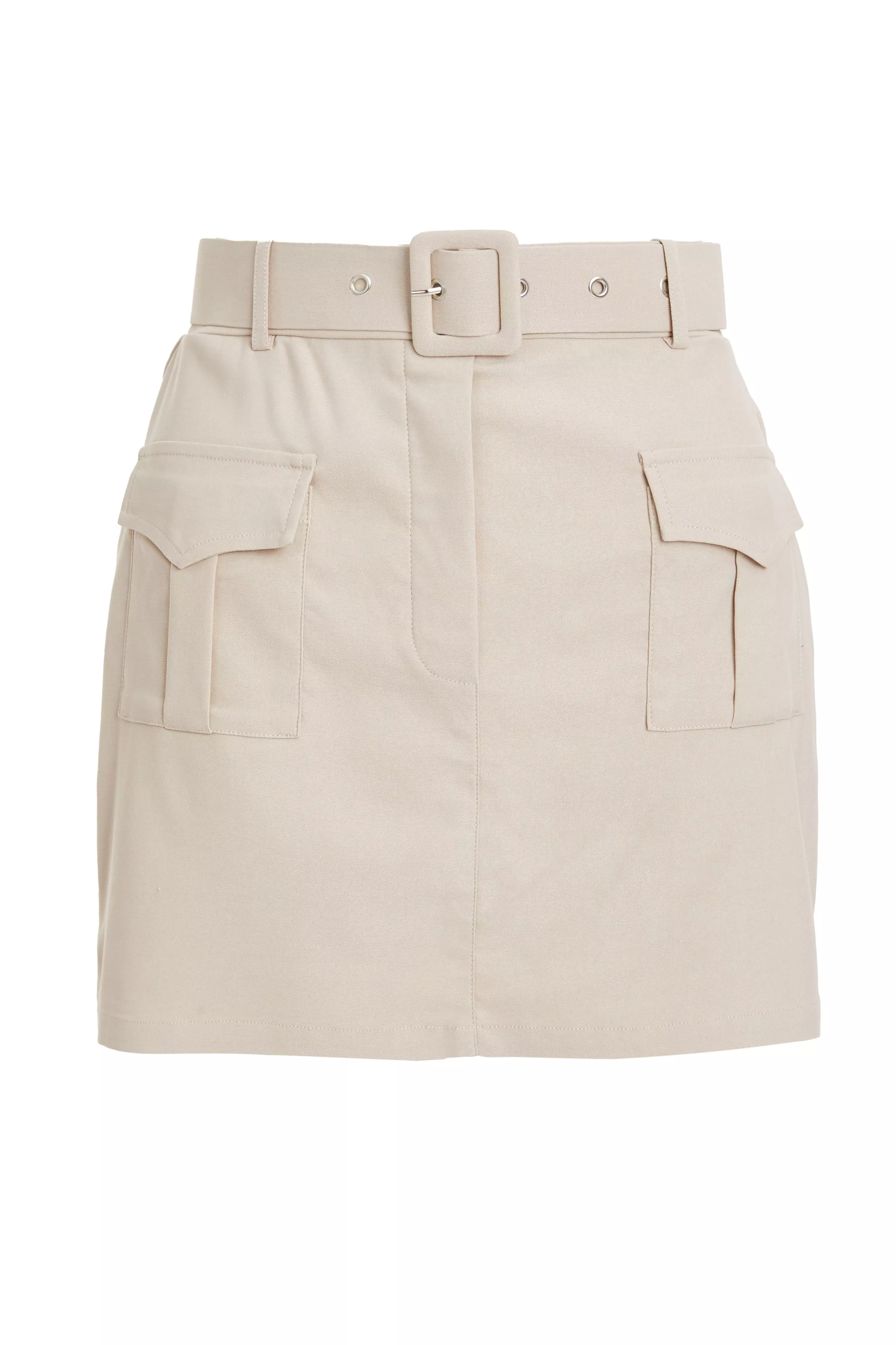 Stone High Waisted Cargo Skort