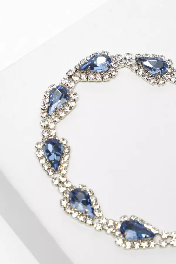 Blue Diamante Oval Jewel Bracelet