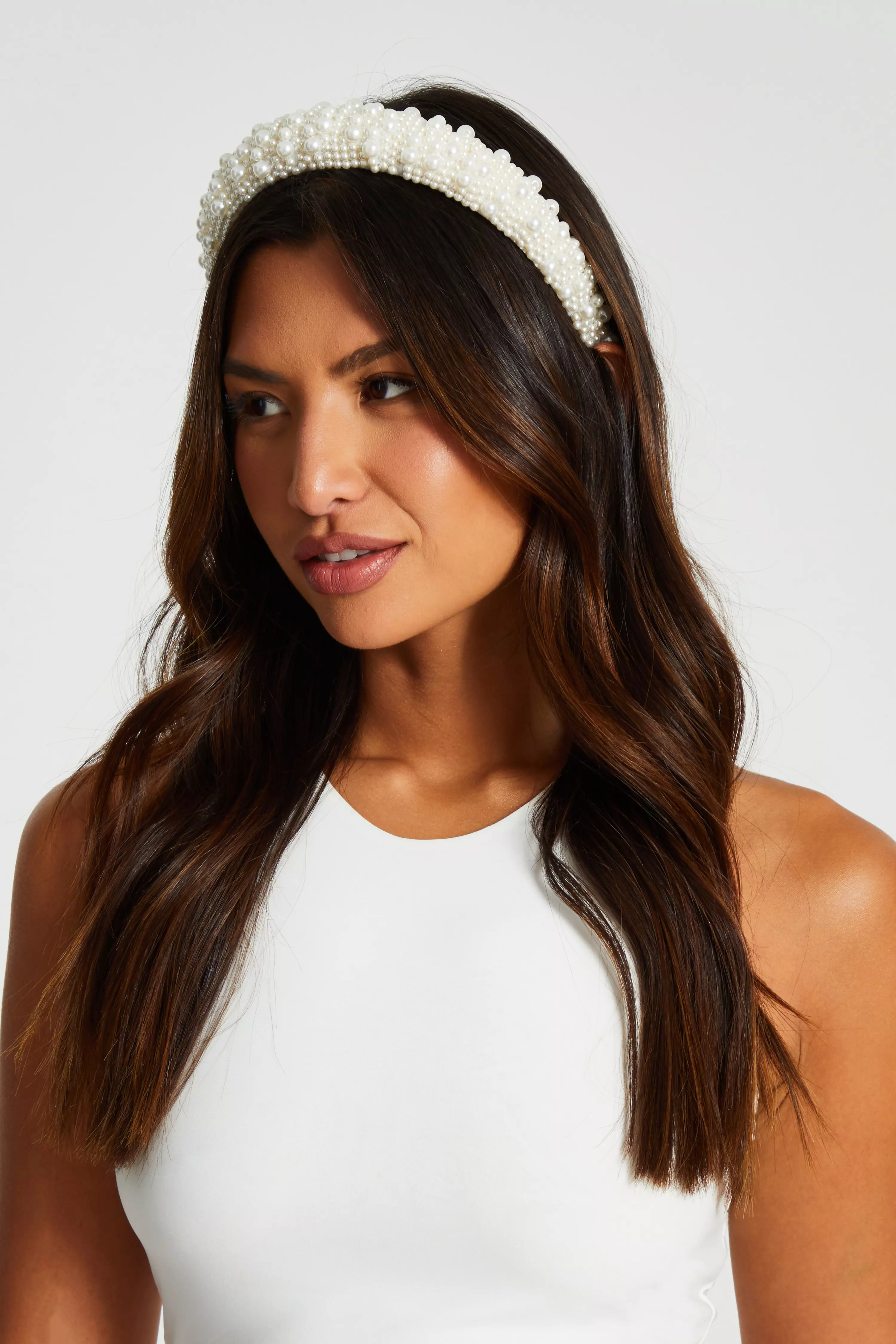 Bridal White Pearl Headband