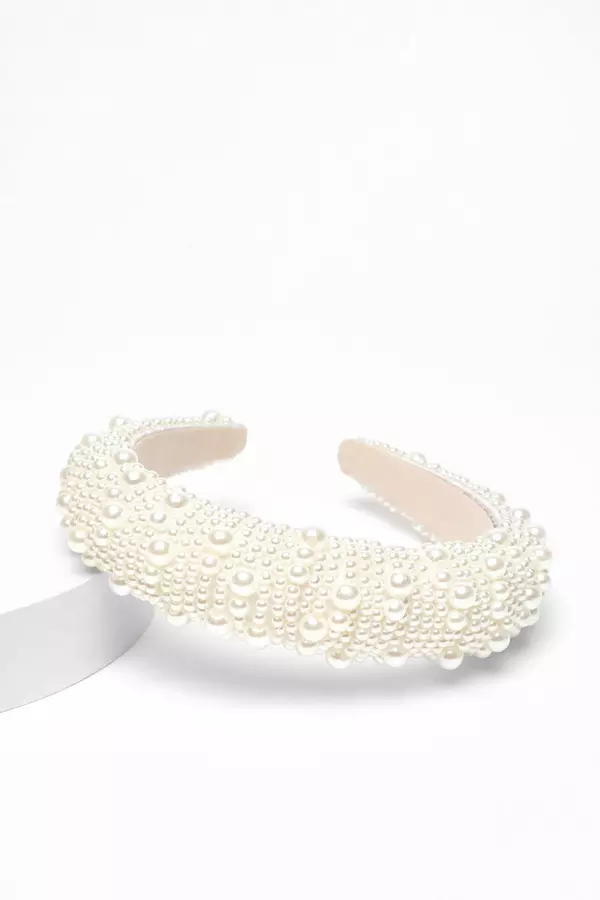 Bridal White Pearl Headband