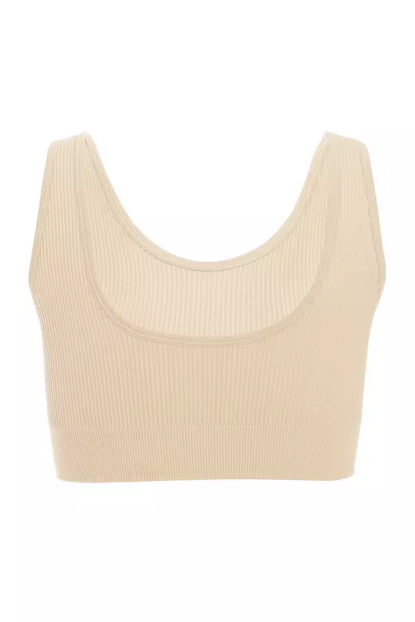 Stone Seamless Strappy Crop Top