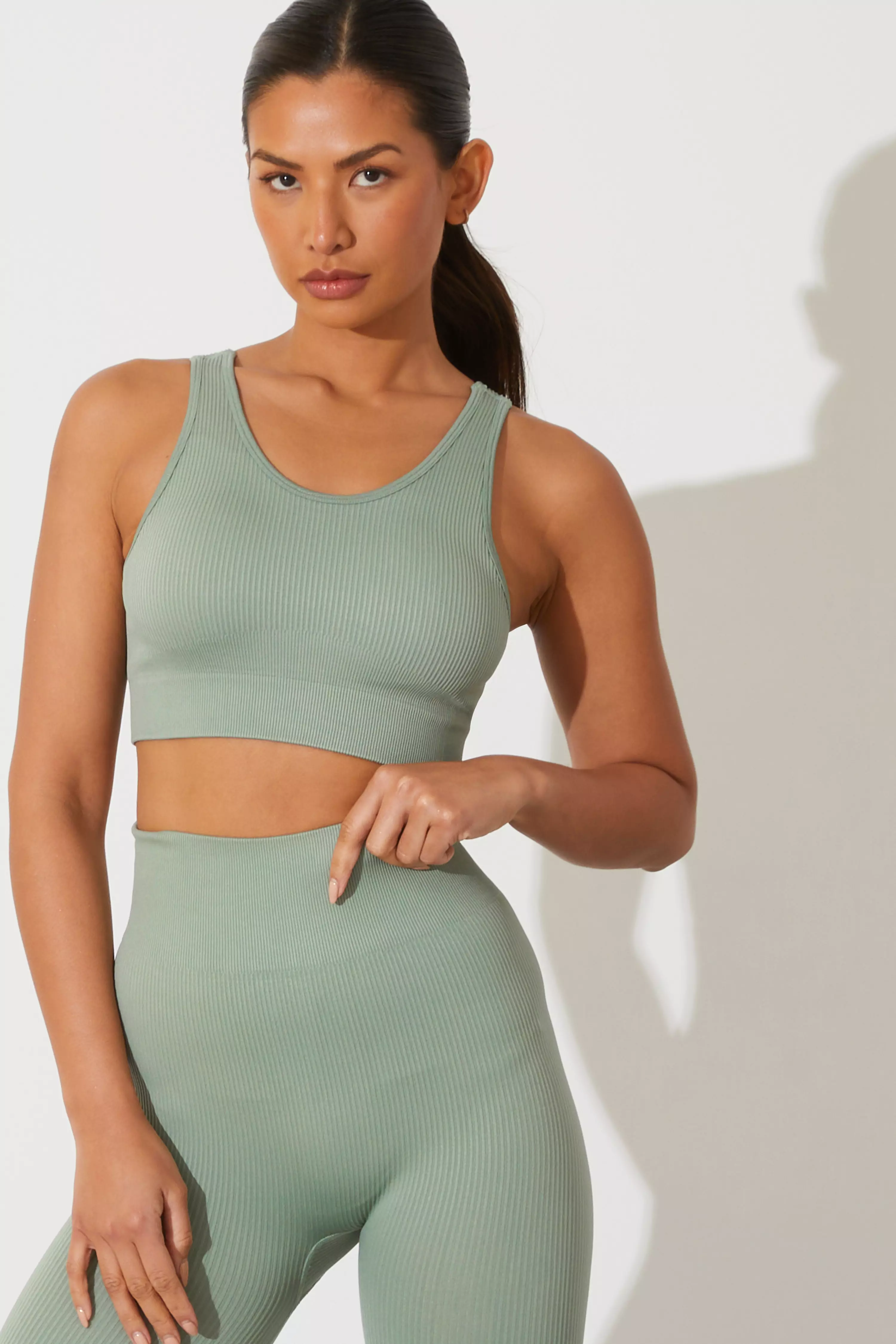 Sage Seamless Strappy Crop Top