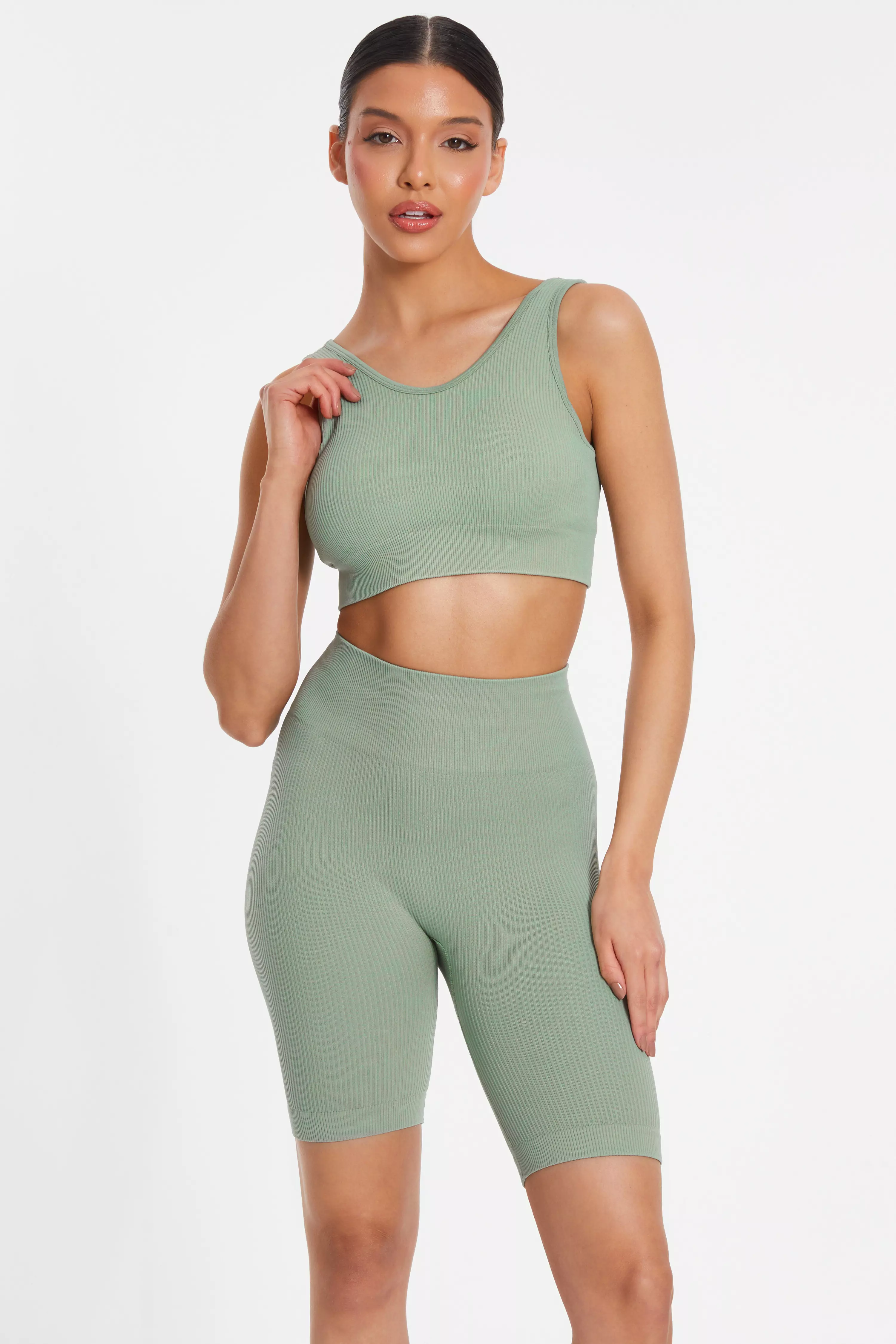 Sage Seamless Strappy Crop Top