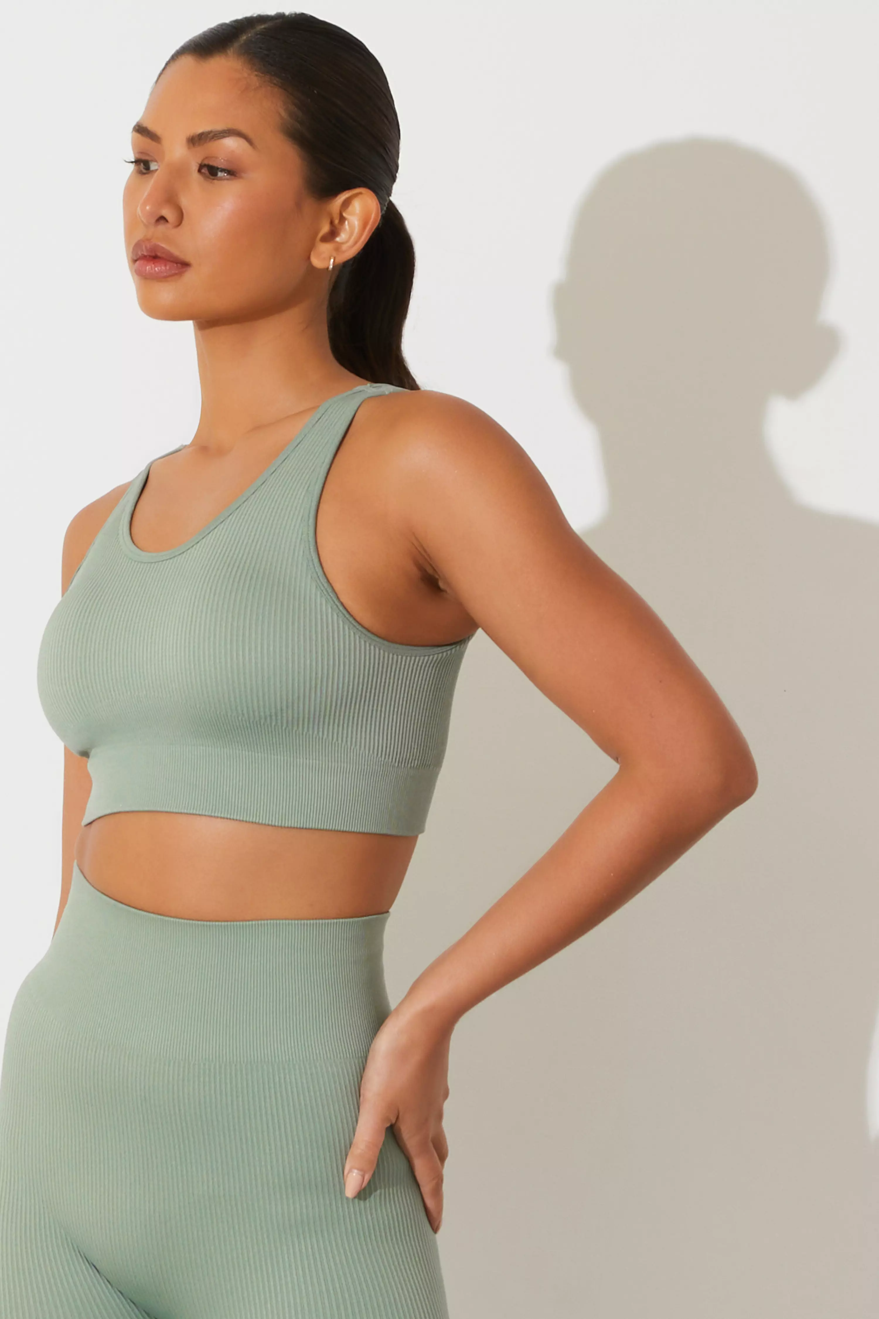 Sage Seamless Strappy Crop Top