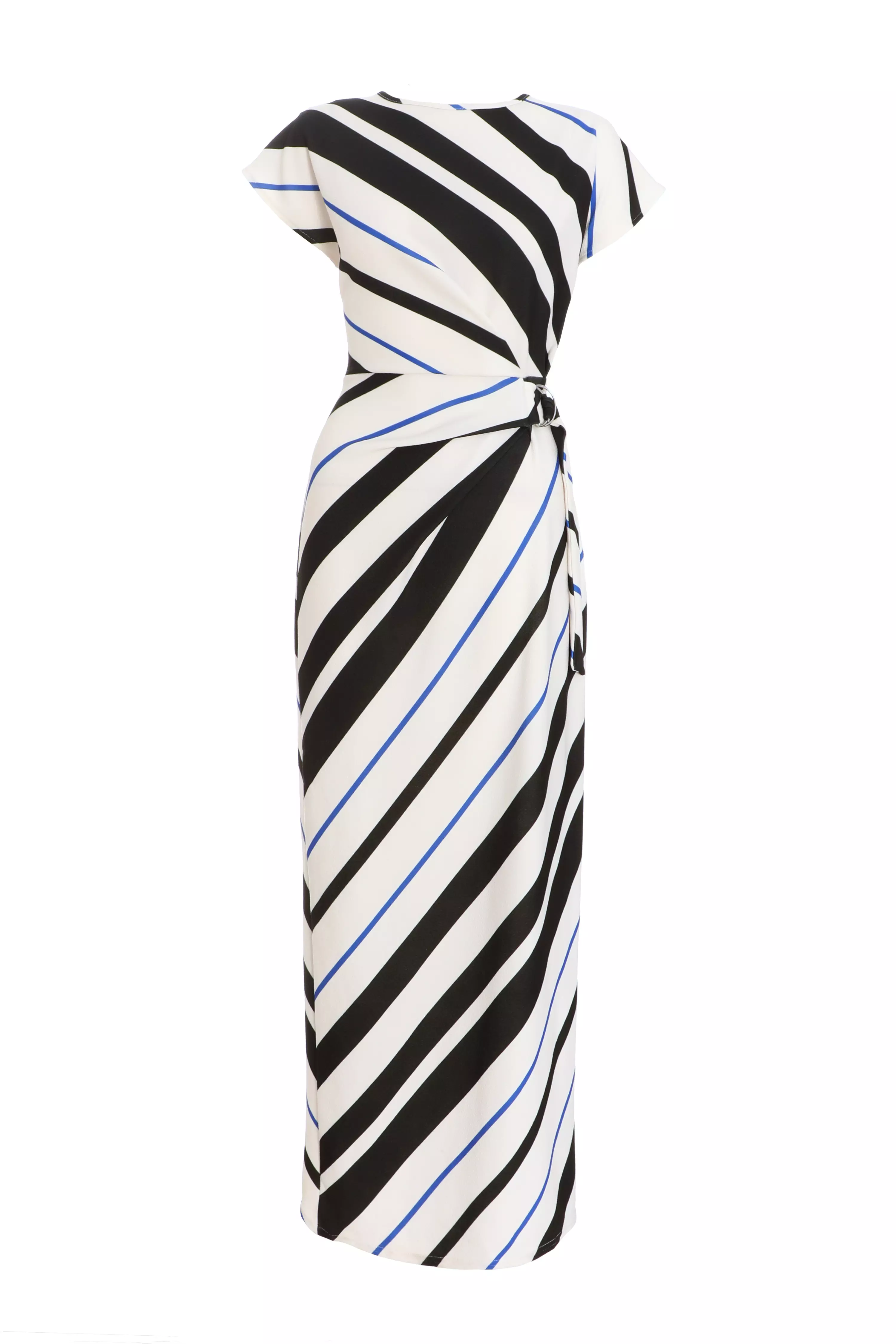 Black Stripe Tie Belt Midaxi Dress