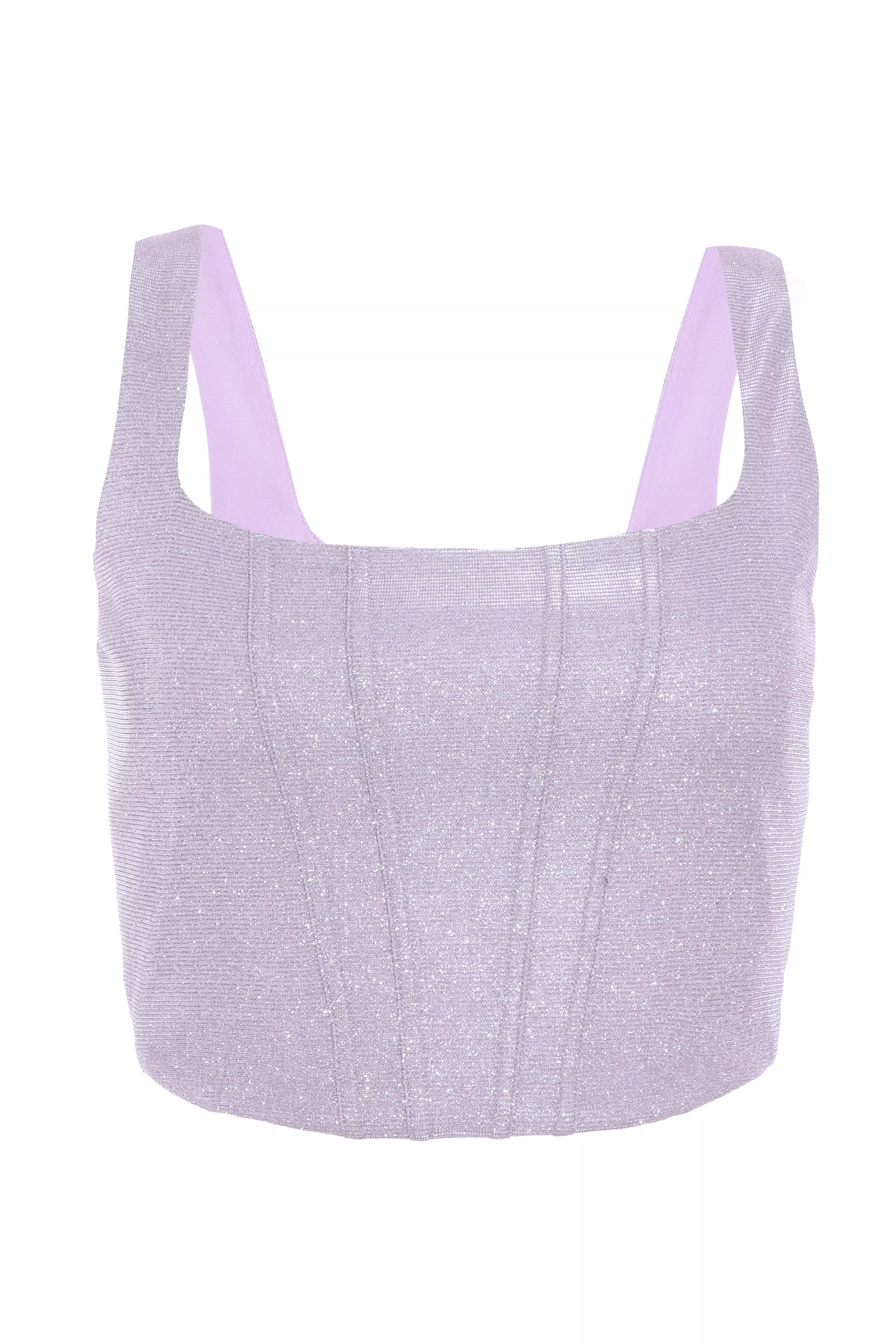Lilac Glitter Cropped Corset Top