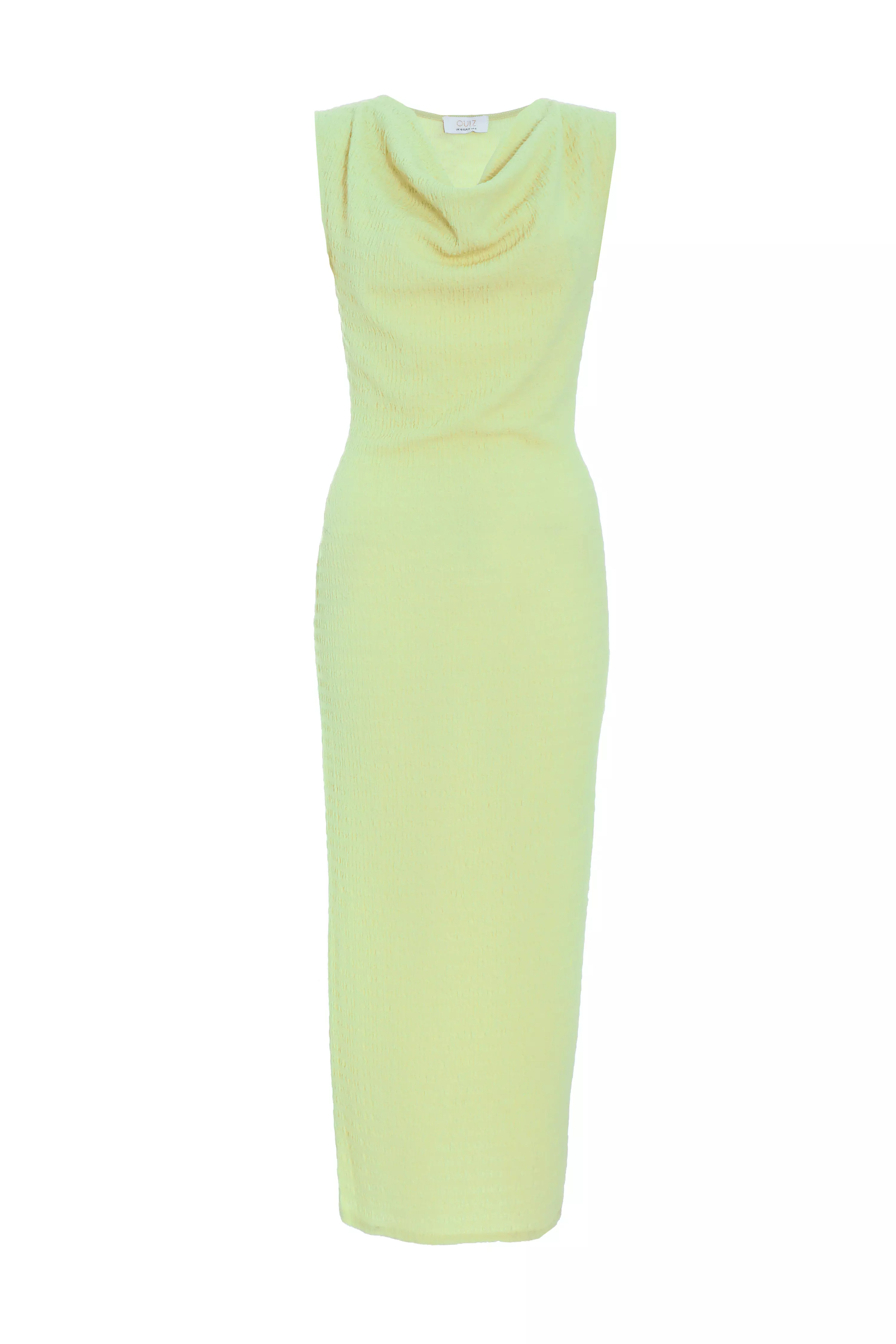 Lime Textured Cowl Neck Midaxi Dress