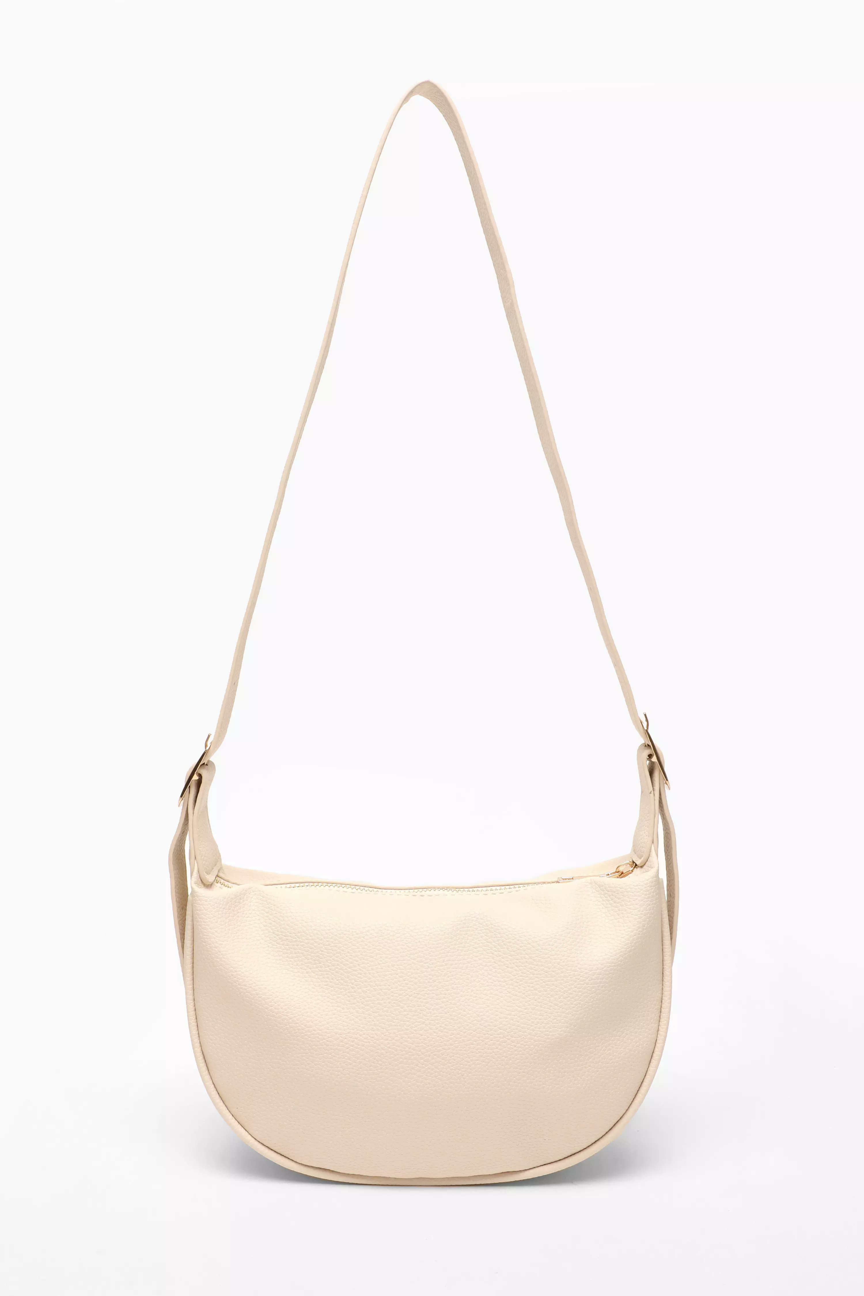 Cream Faux Leather Round Cross Body Bag