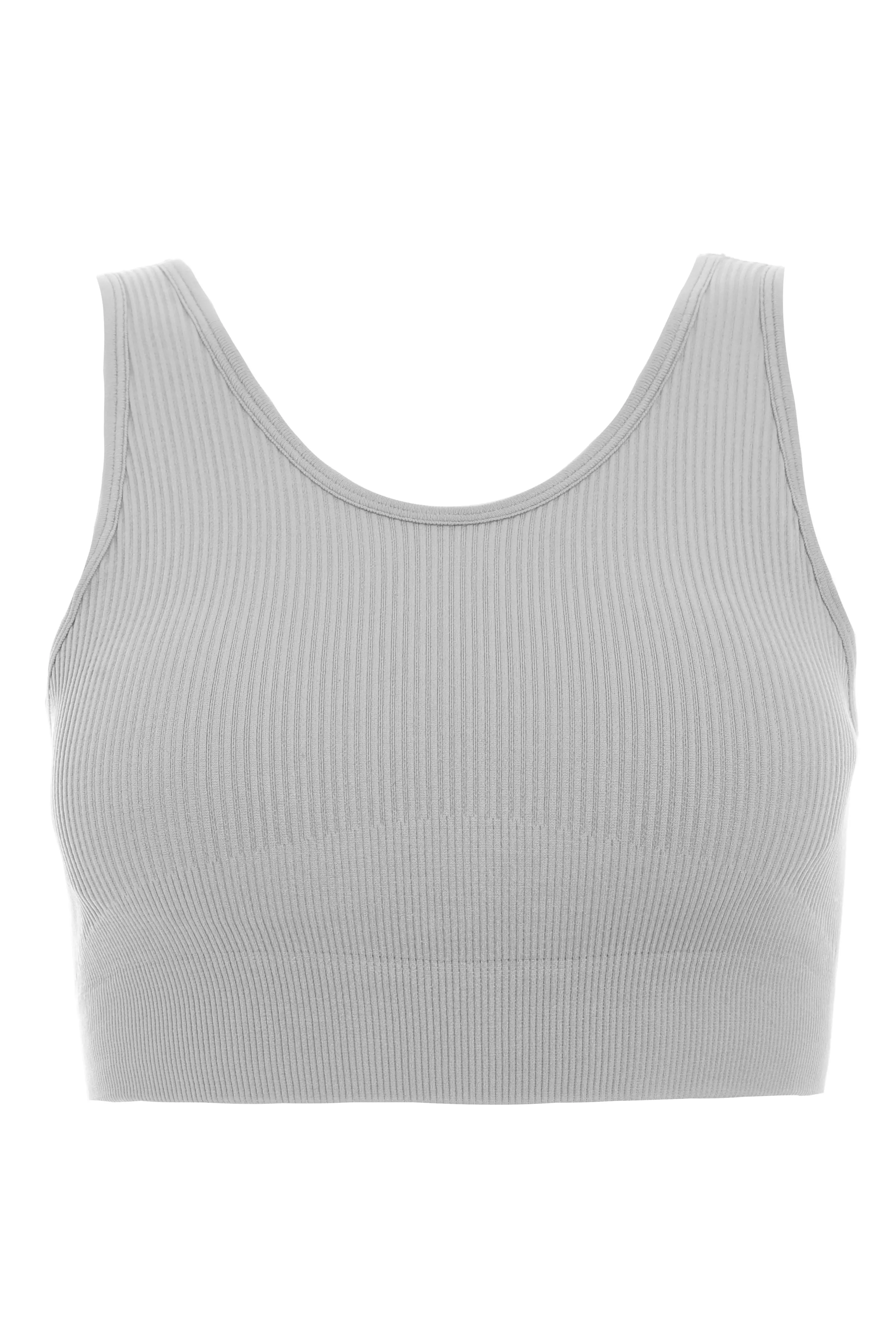 Grey Seamless Strappy Crop Top