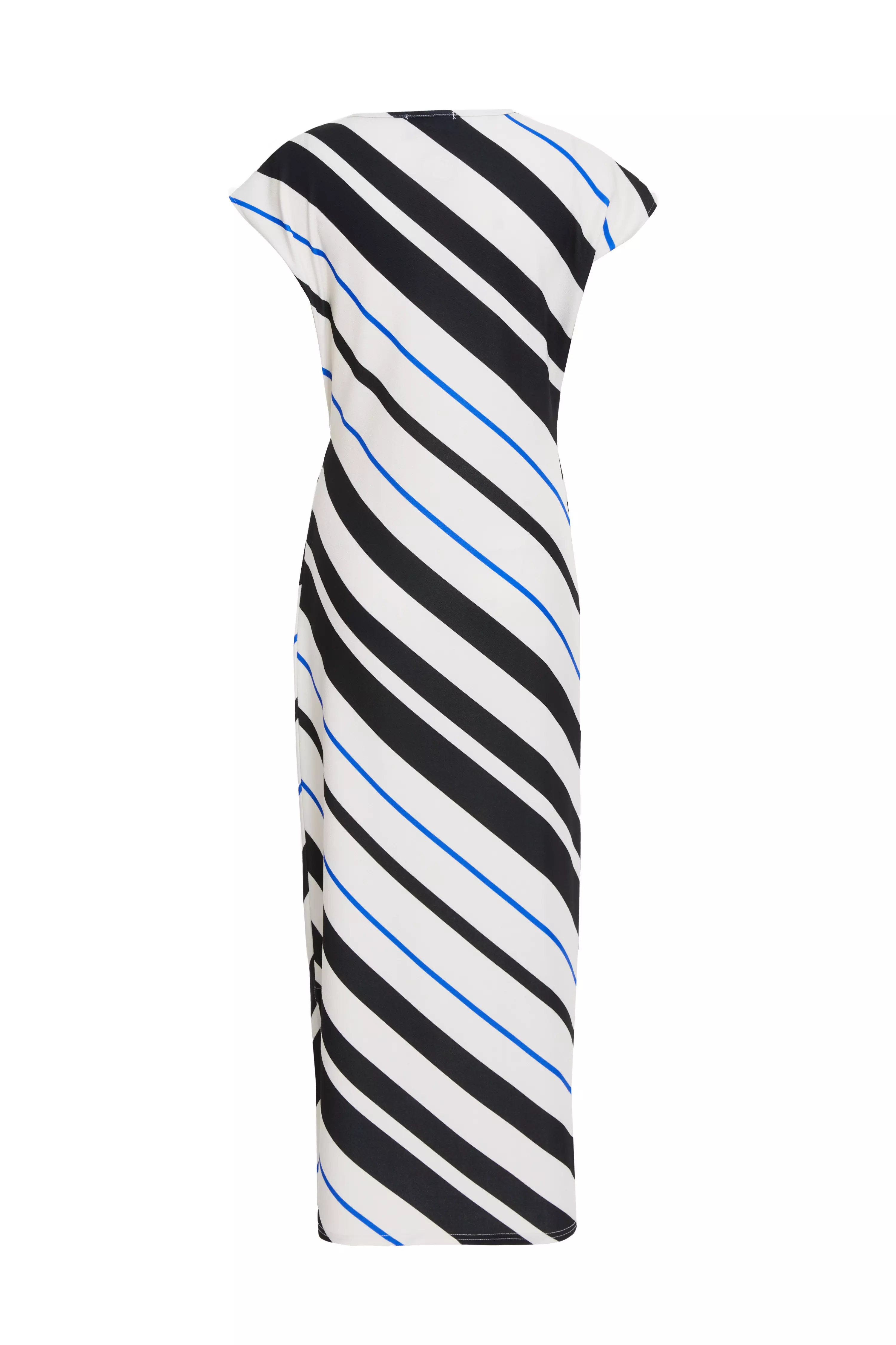 Petite Black Stripe Tie Belt Midaxi Dress