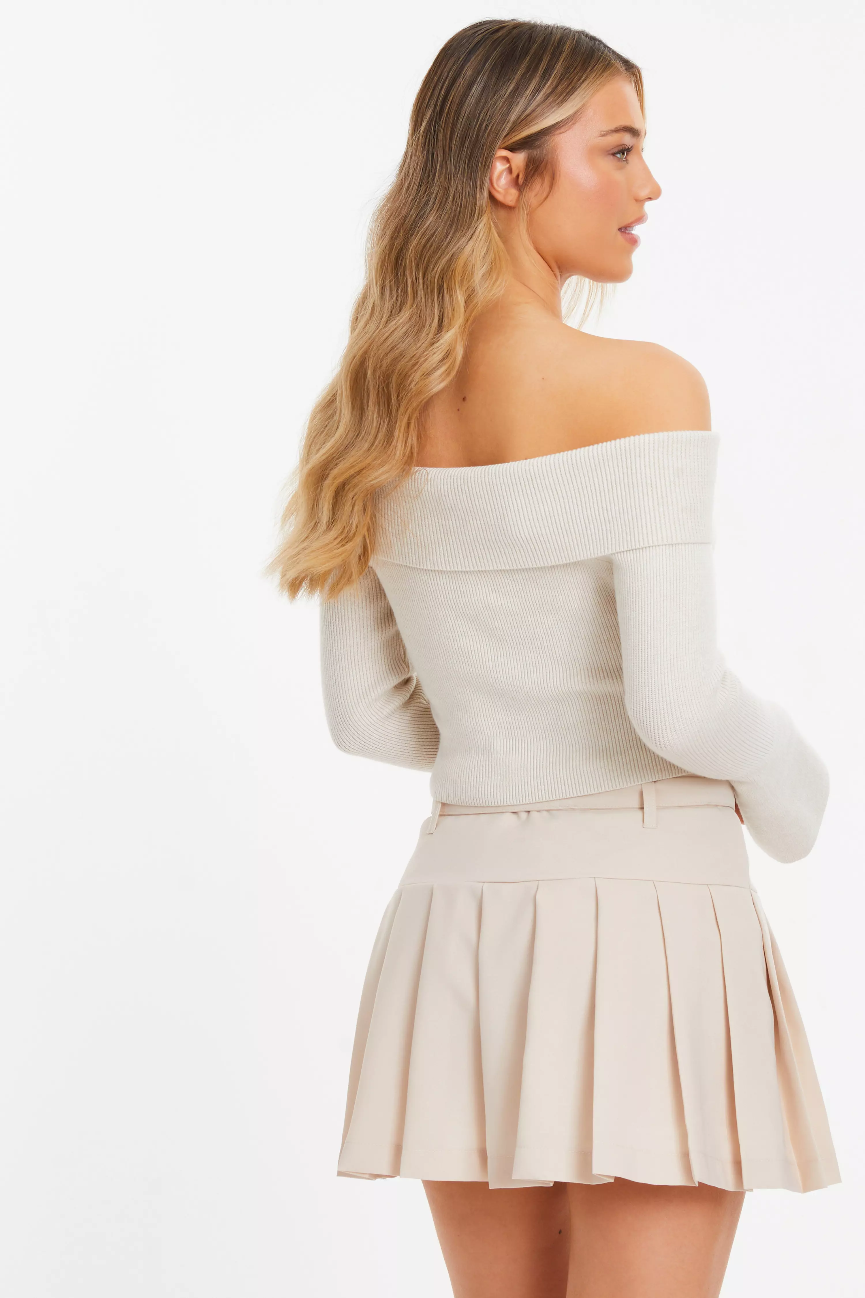 Stone Pleated Mini Skirt