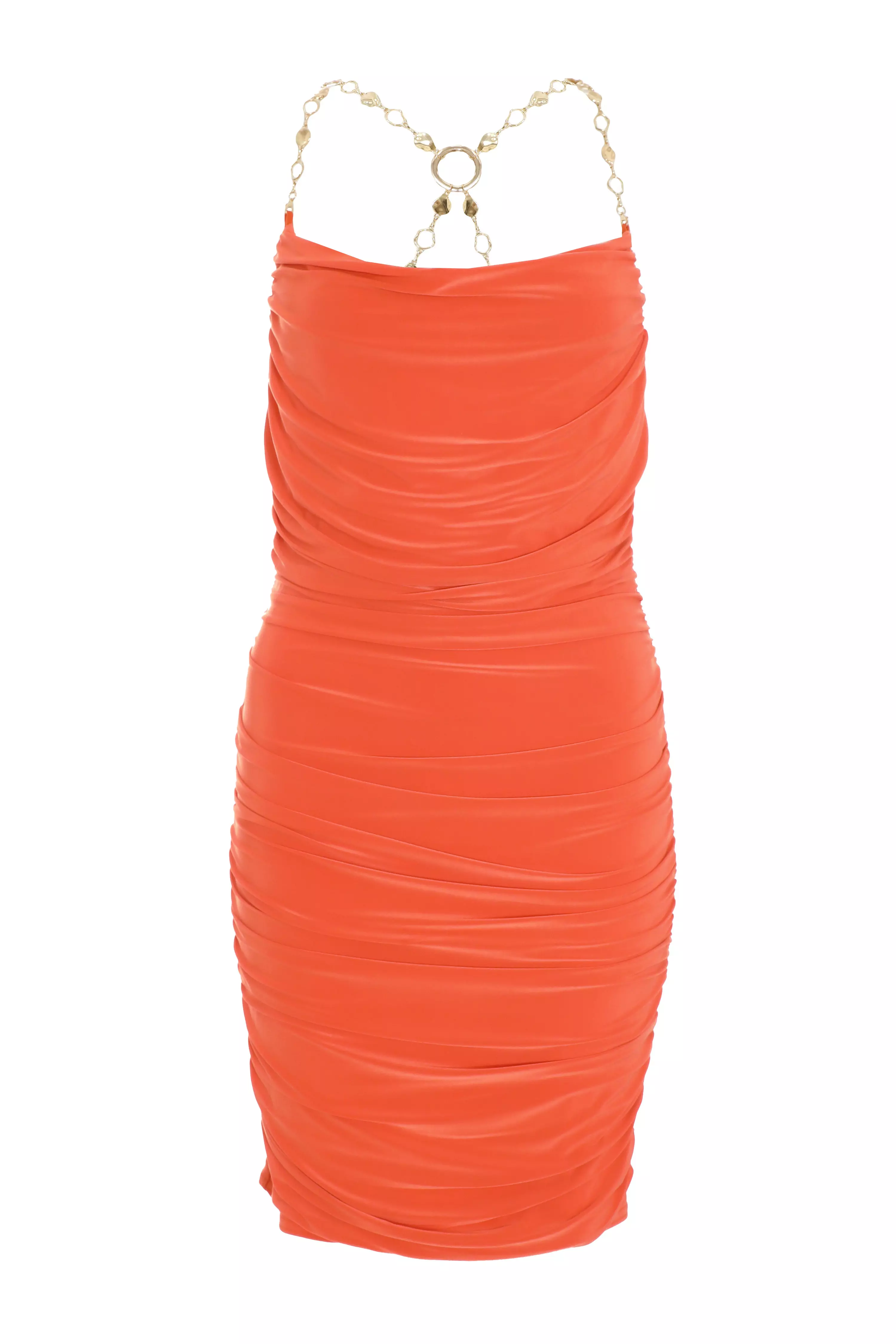 Orange Chain Bodycon Mini Dress