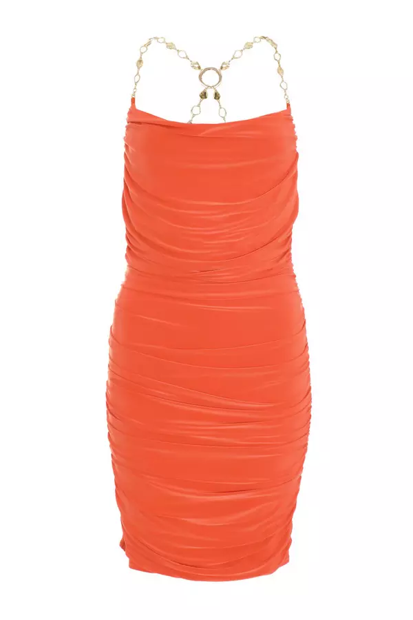 Orange Chain Bodycon Mini Dress