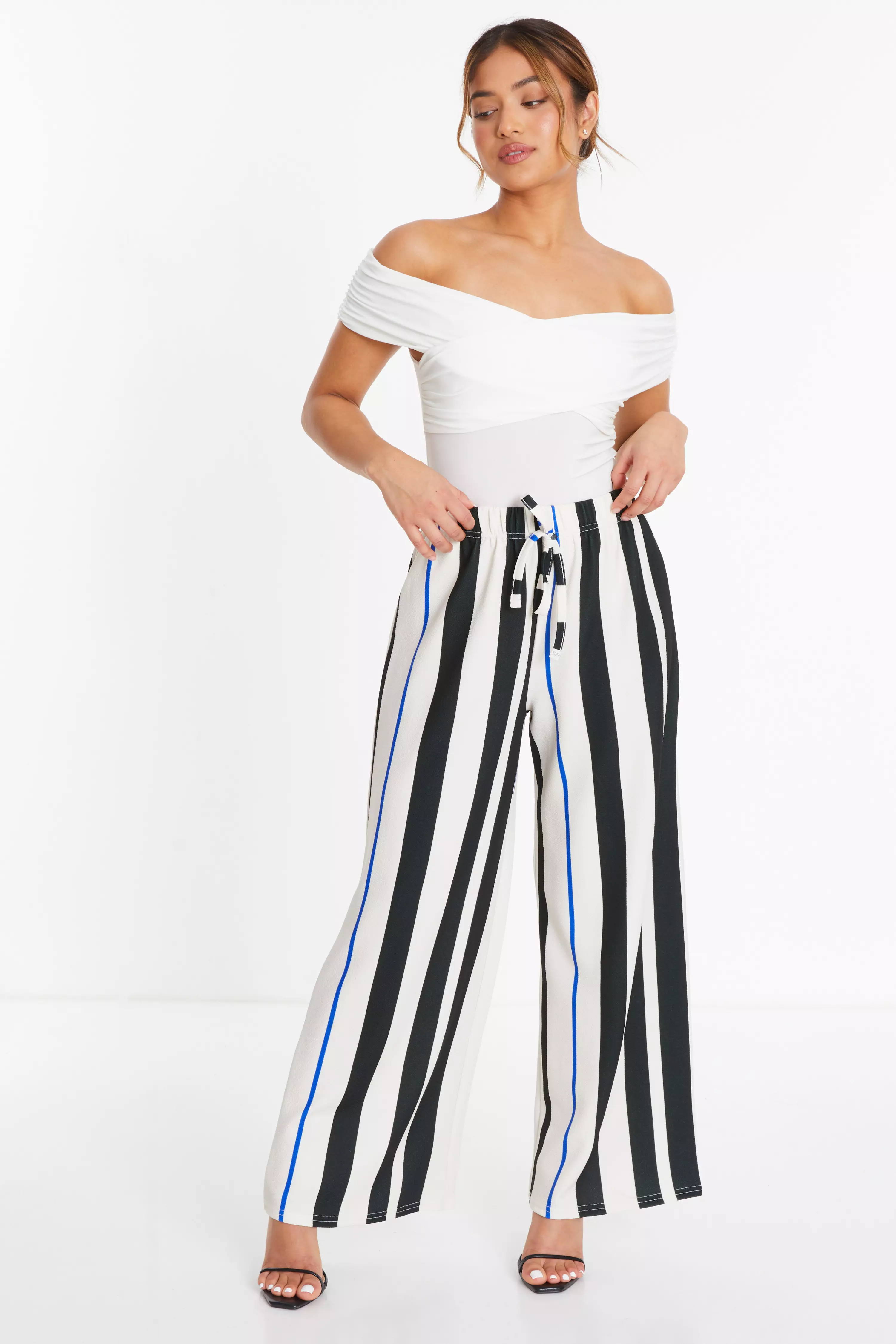 Petite White Stripe Trouser 