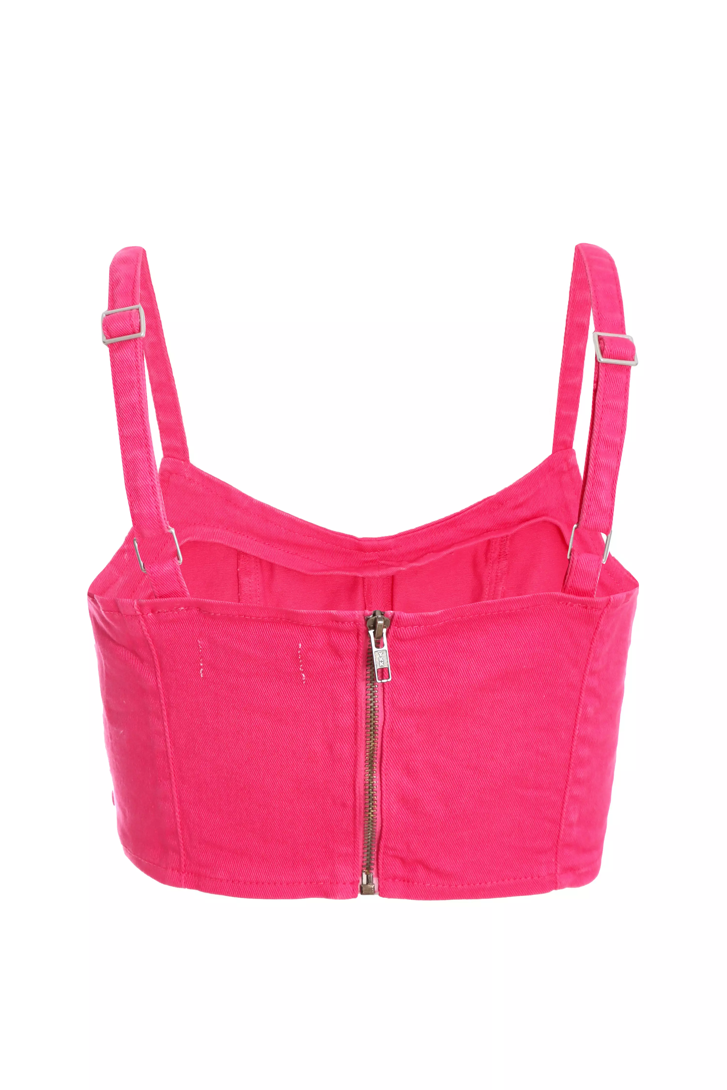 Pink Denim Diamante Corset Top