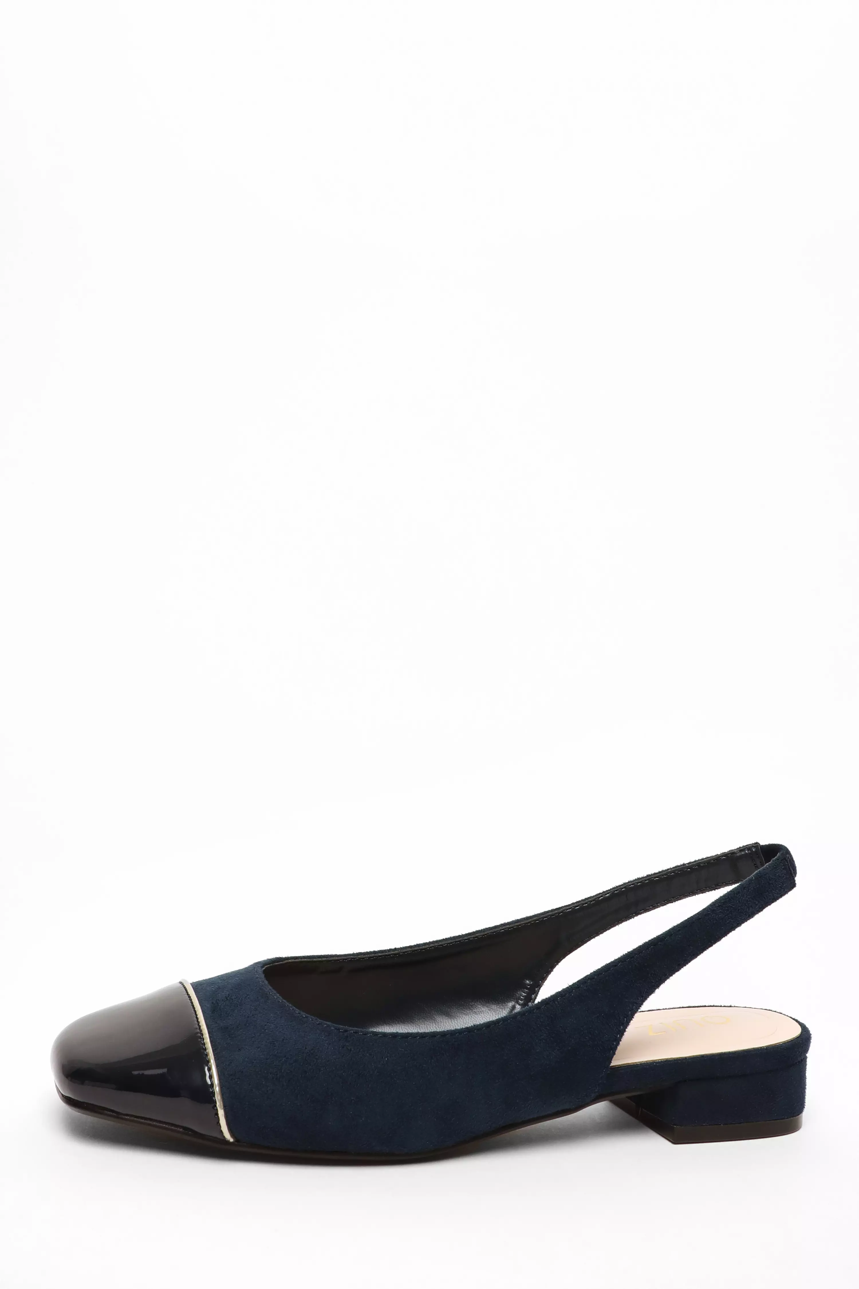 Navy Faux Suede Sling Back Pumps