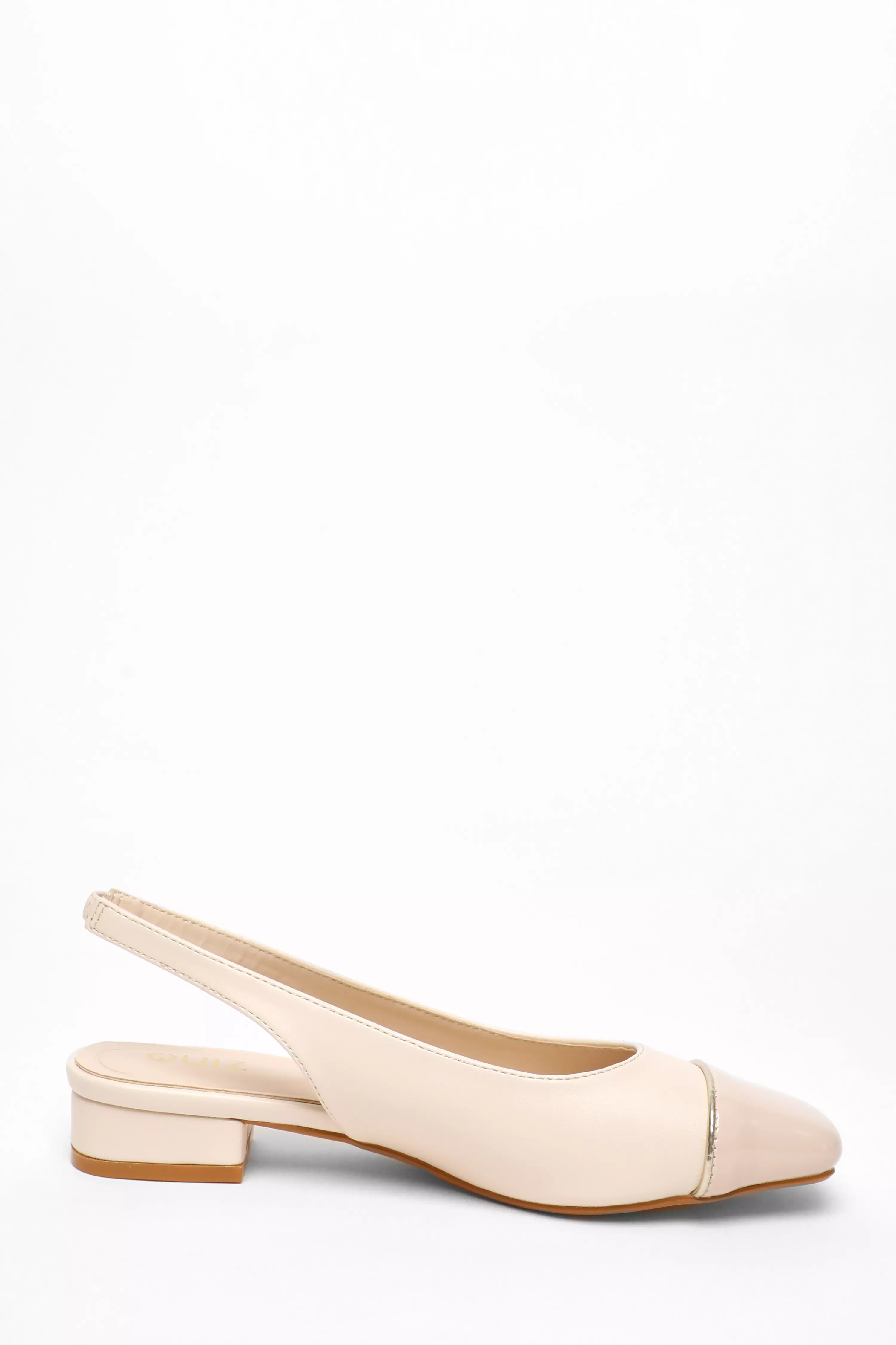 Nude Faux Suede Sling Back Pumps