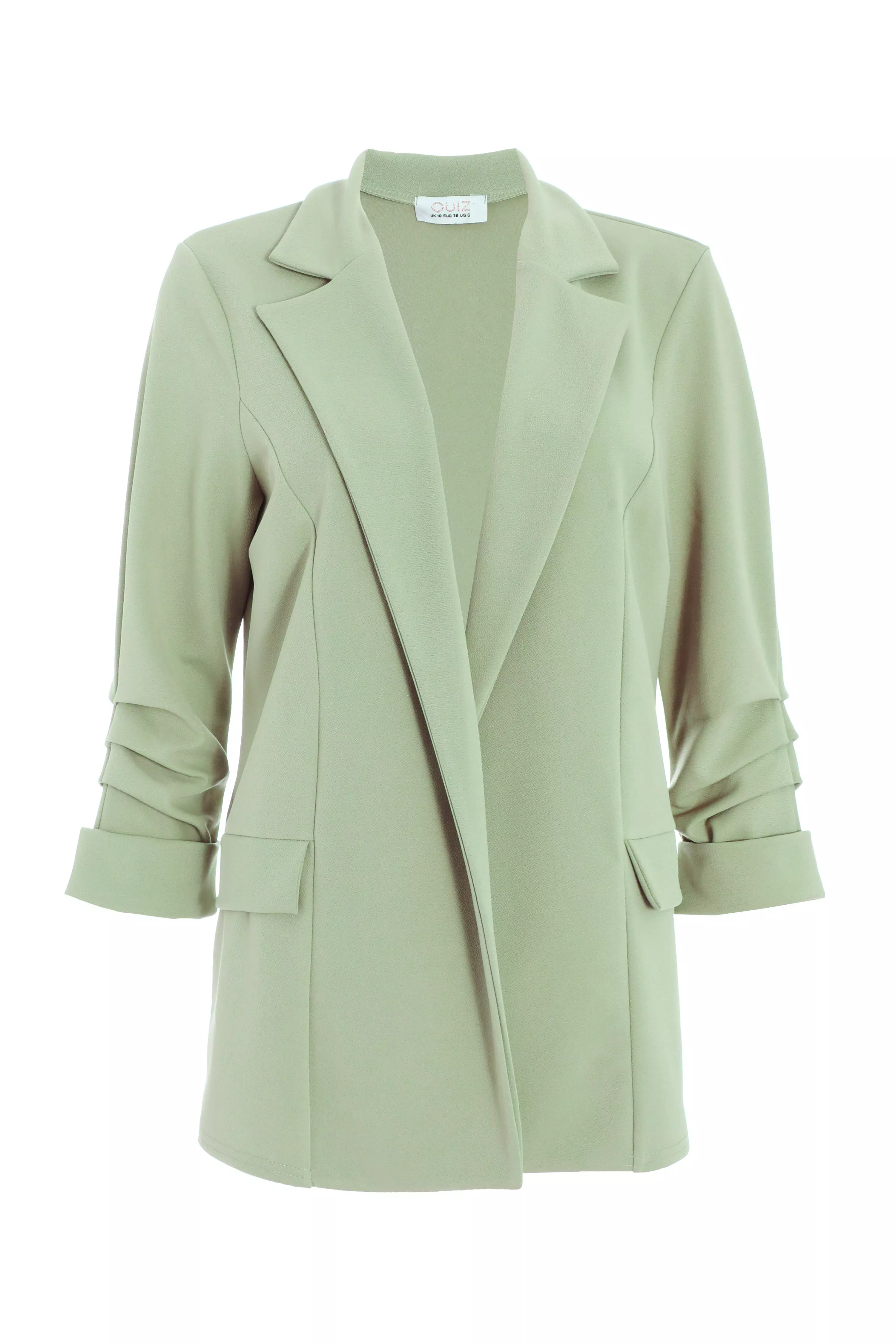 Sage Ruched Sleeve Blazer