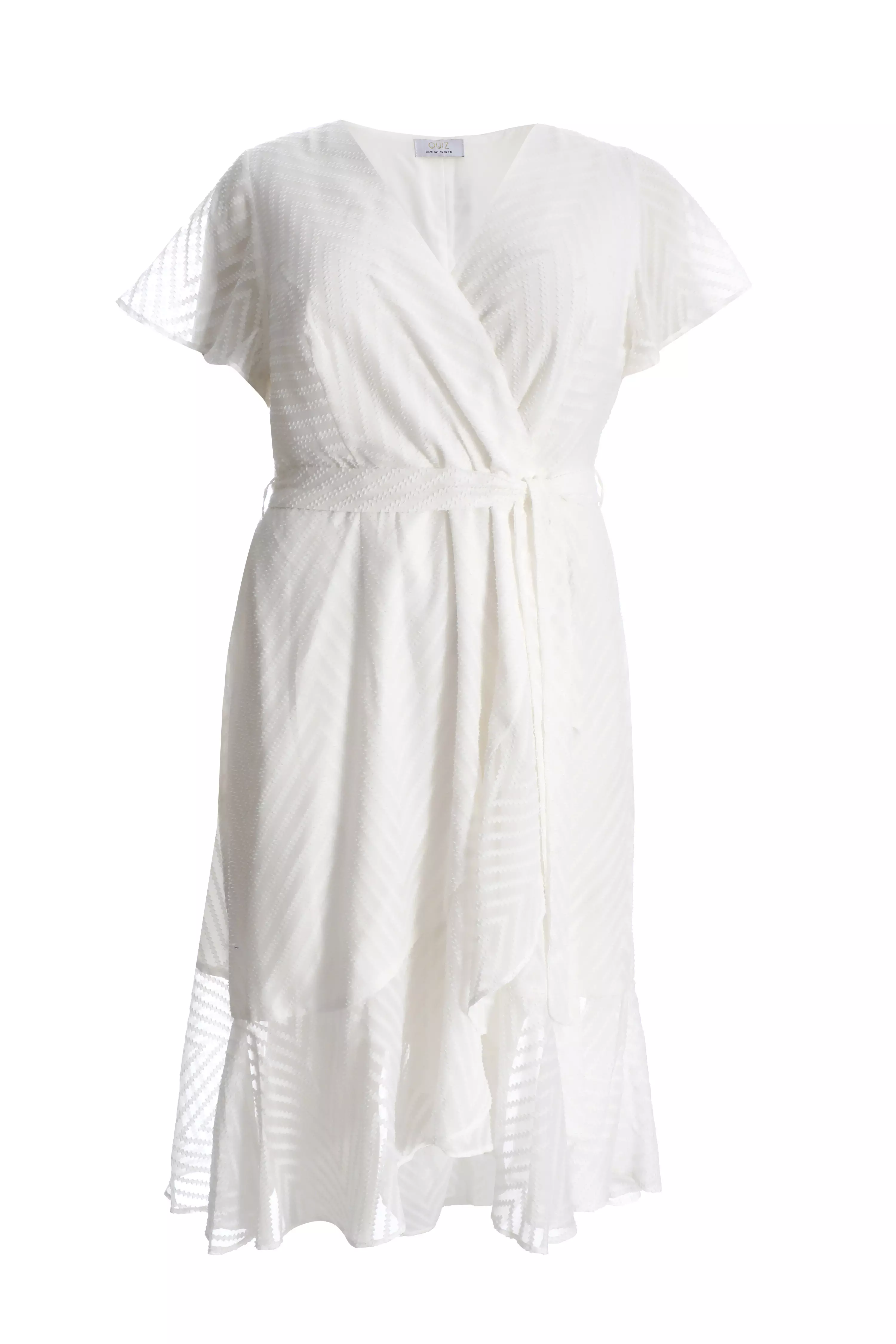 Curve White Wrap Midi Dress