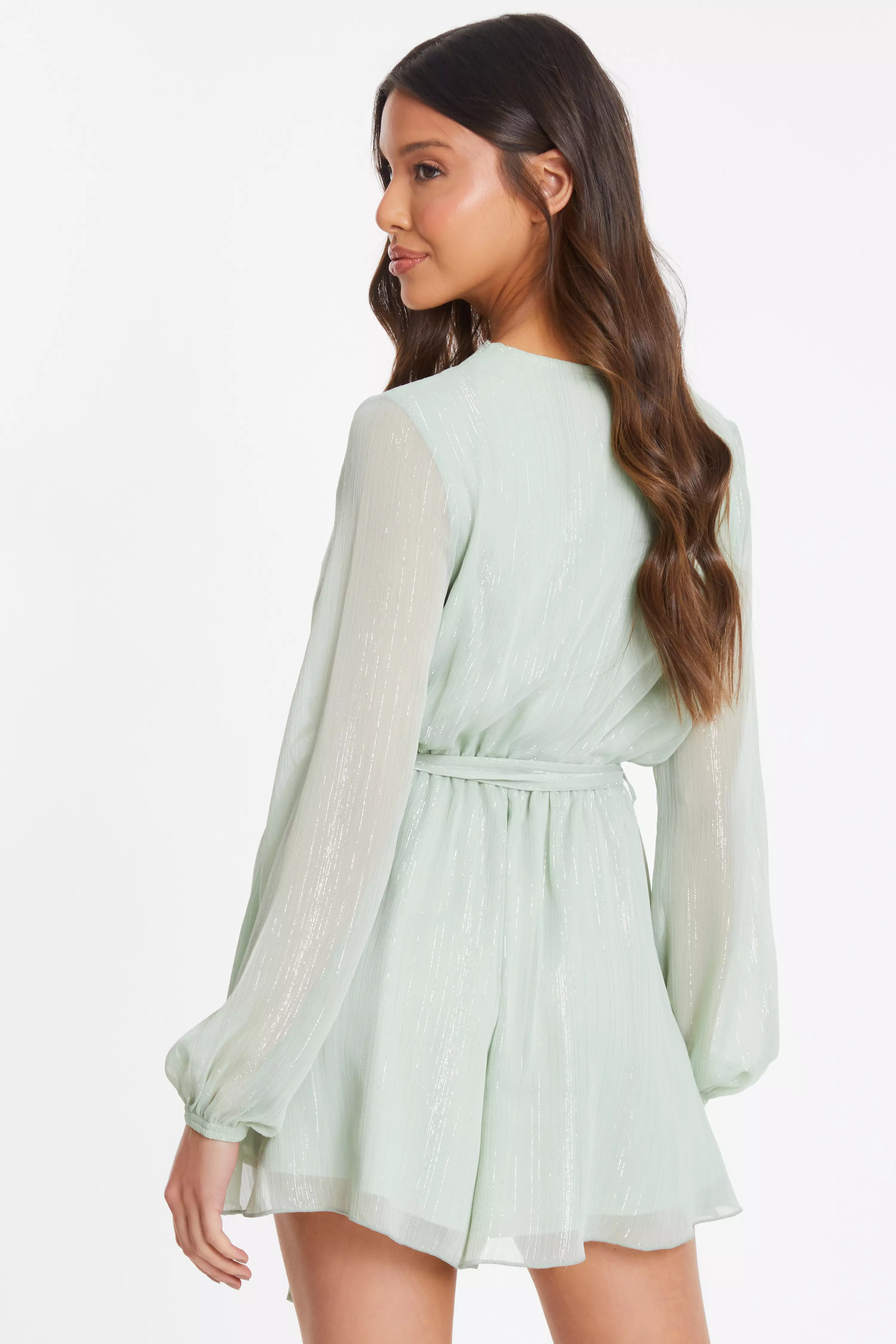 Sage Green Chiffon Wrap Playsuit