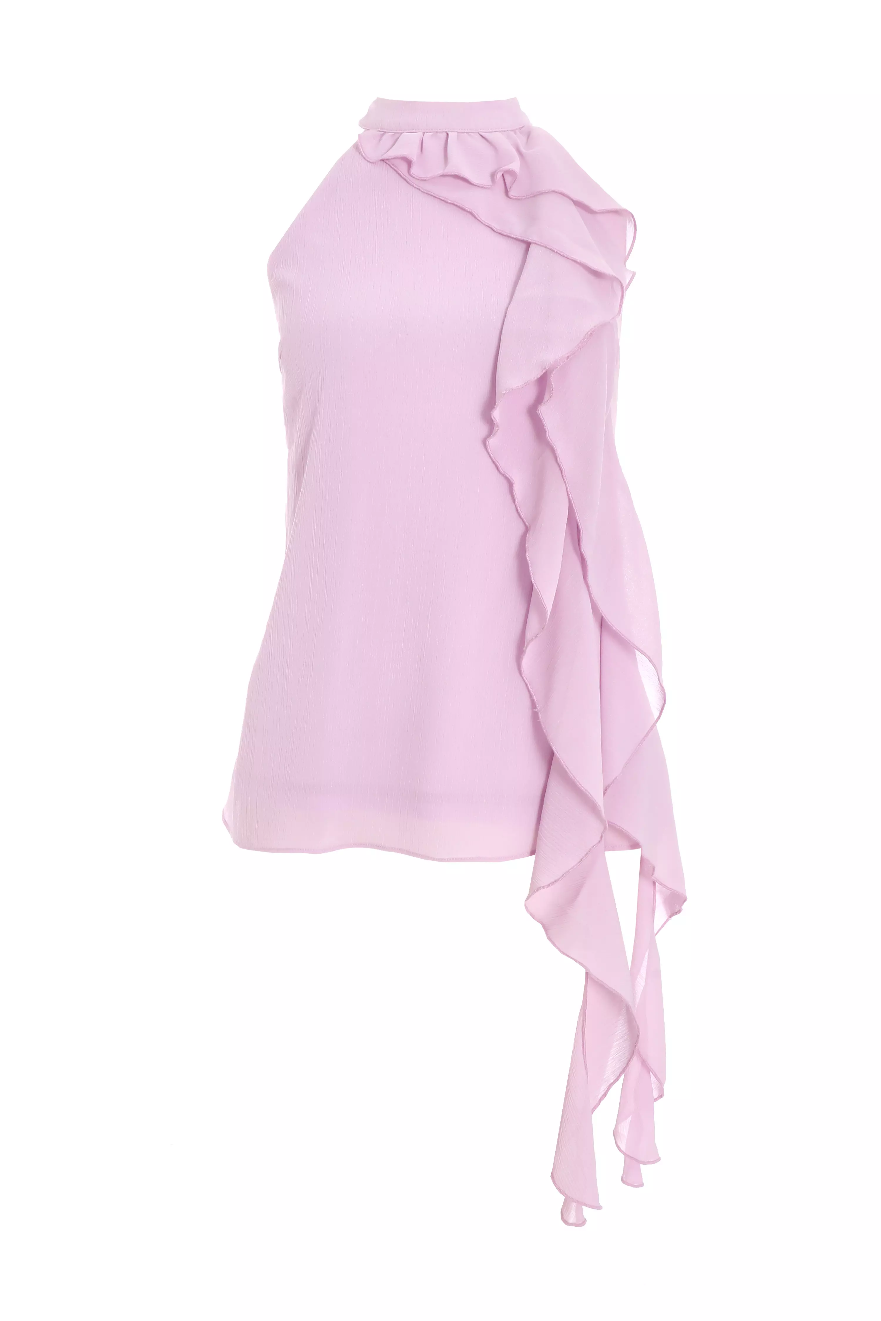 Lilac Chiffon Frill Drape Top