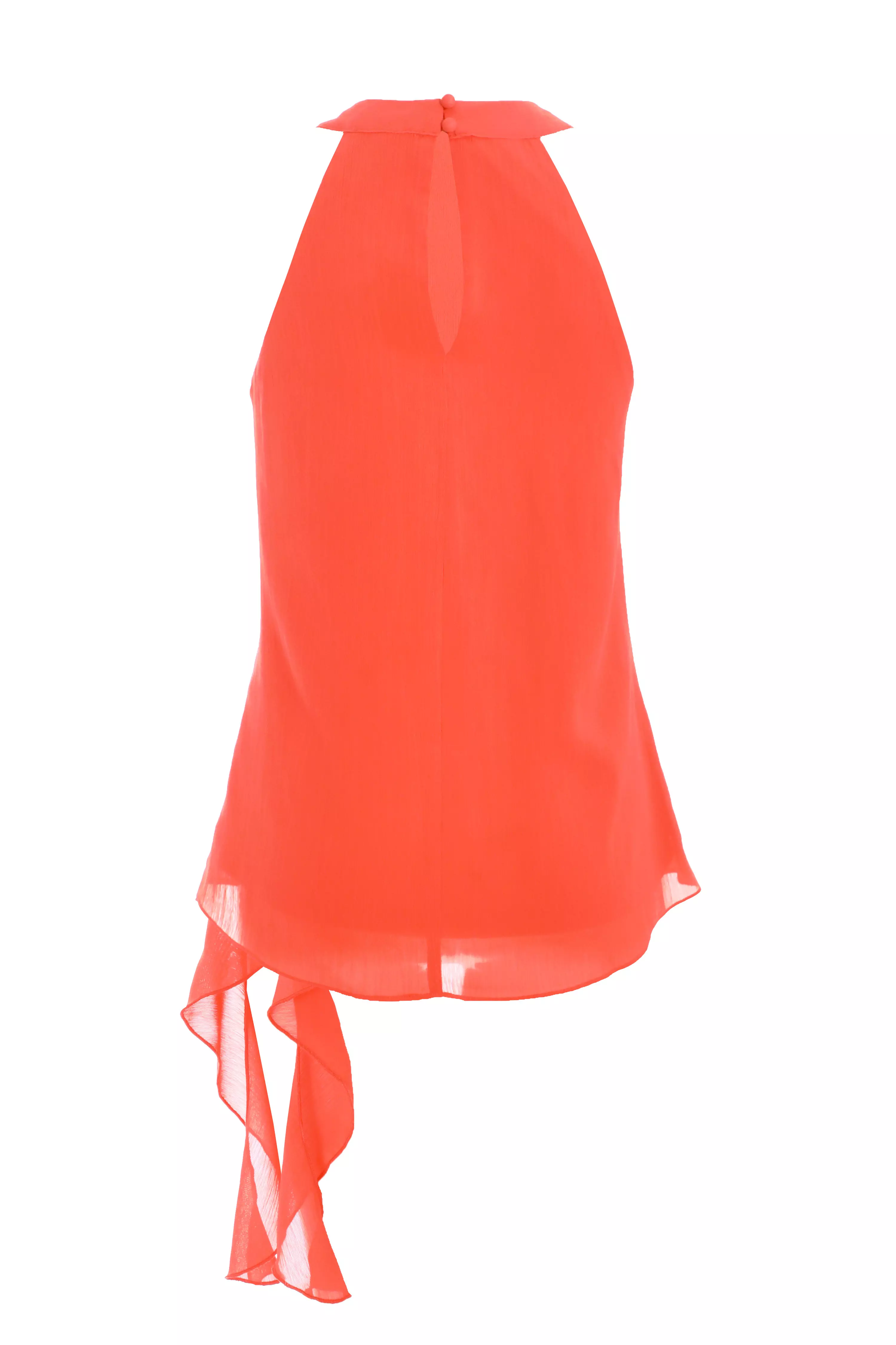 Coral Chiffon Frill Drape Top