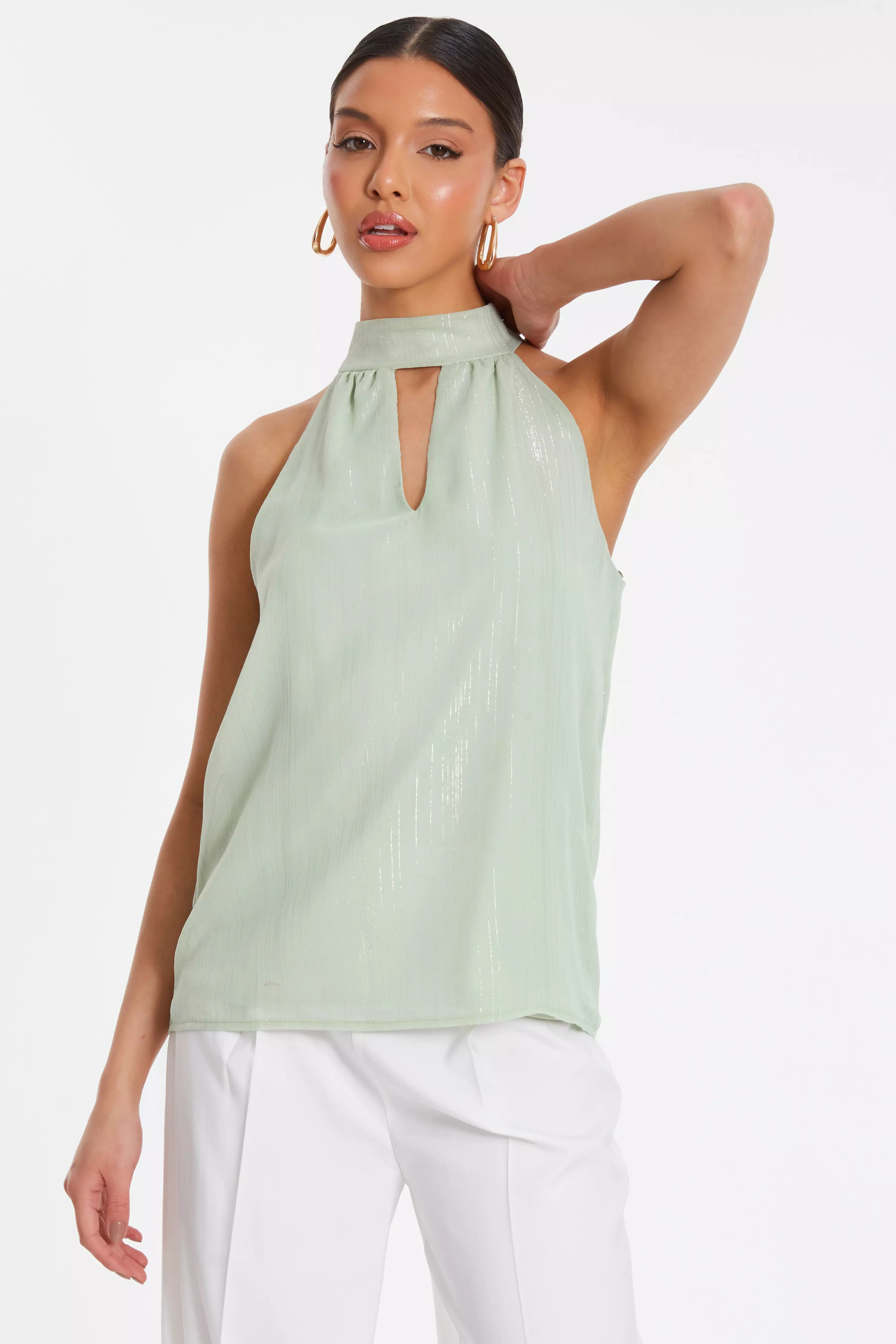 Sage Green High Neck Top