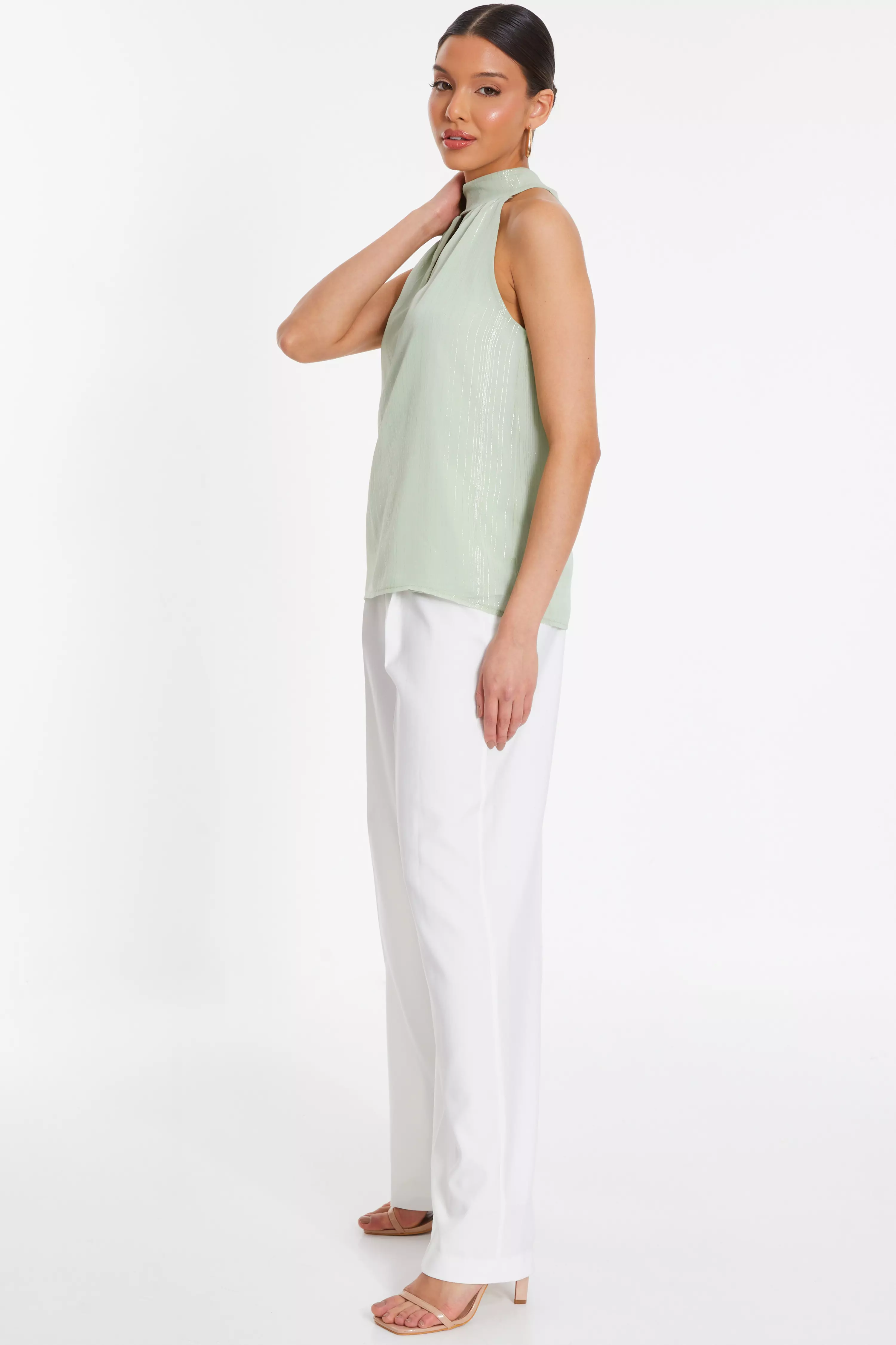 Sage Green High Neck Top