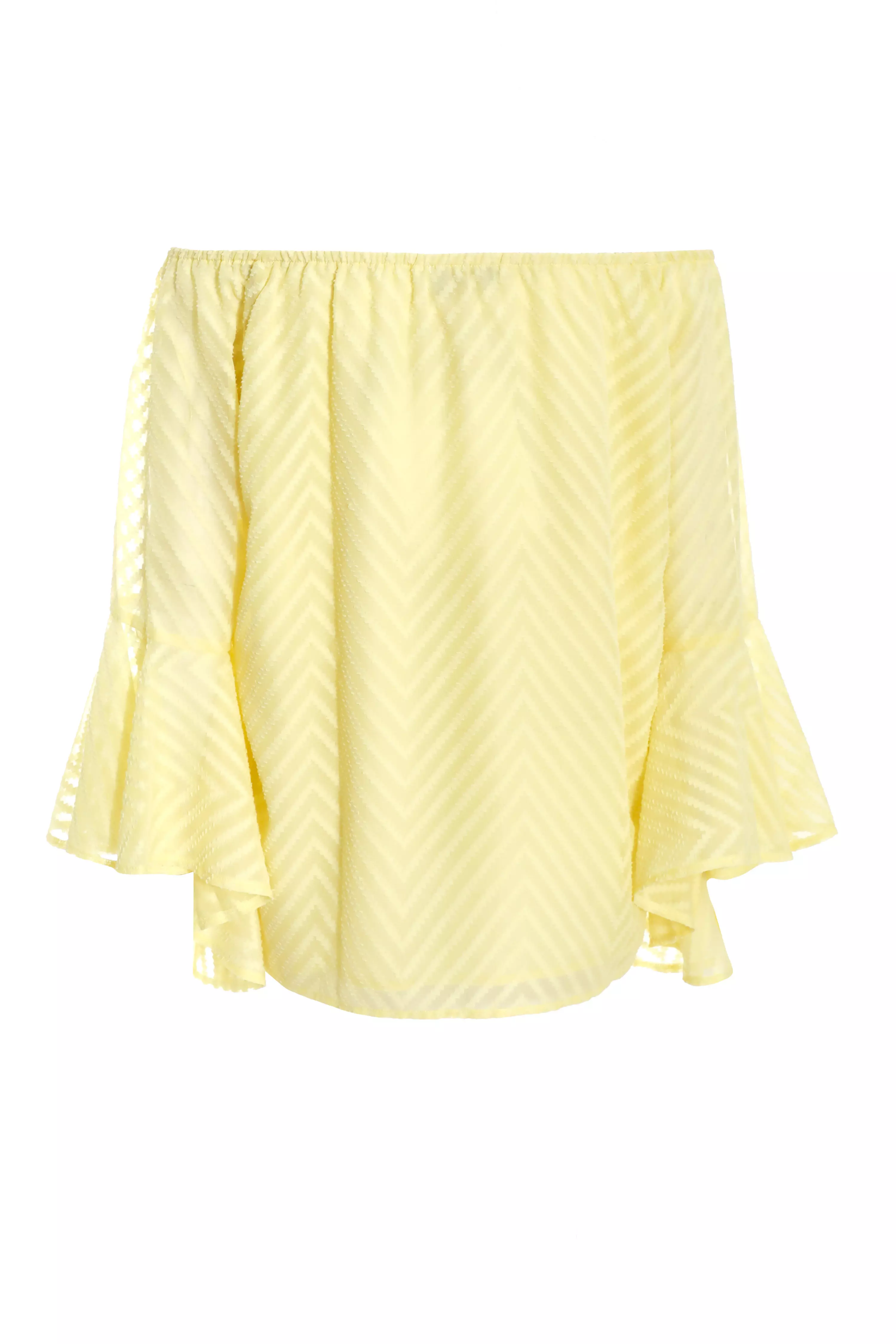 Lemon Textured Chiffon Bardot Top