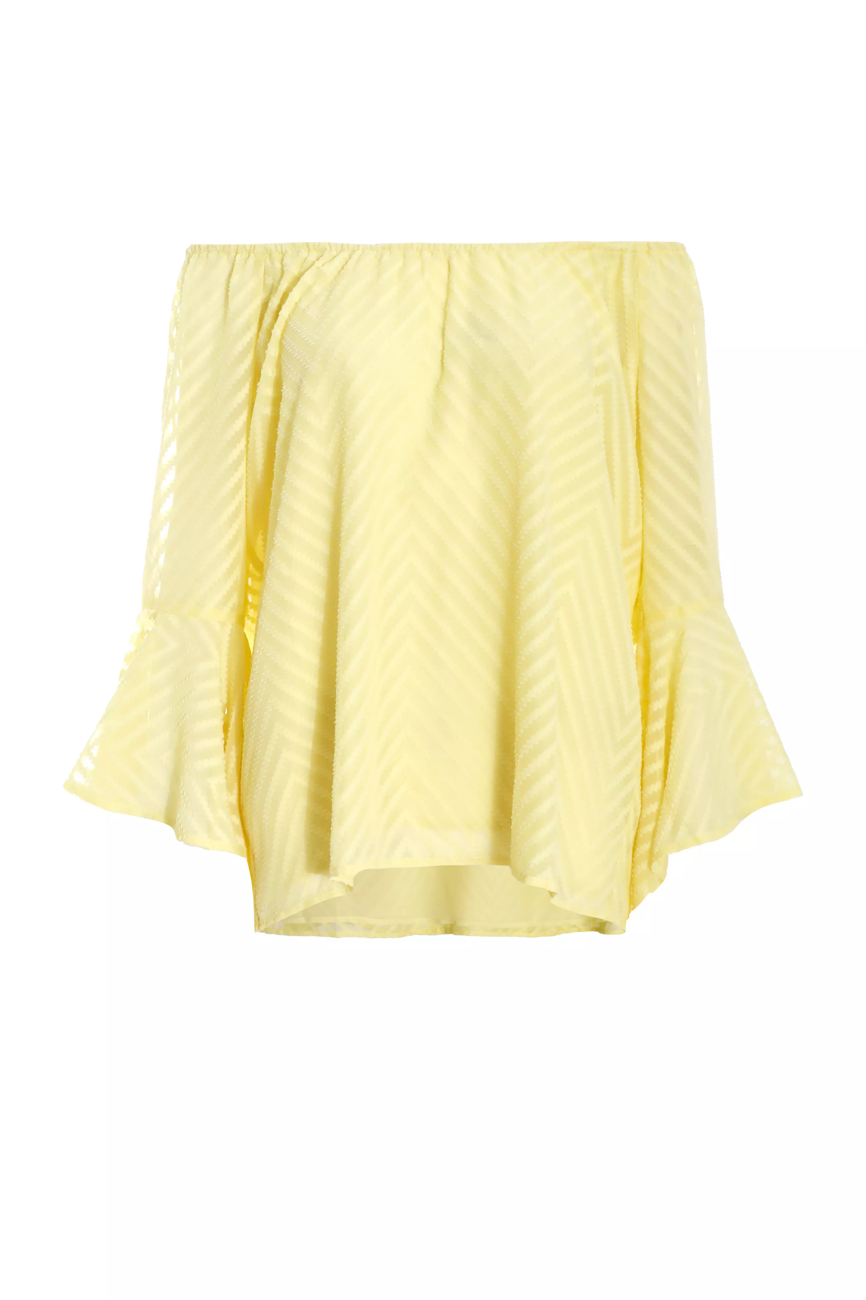 Lemon Textured Chiffon Bardot Top