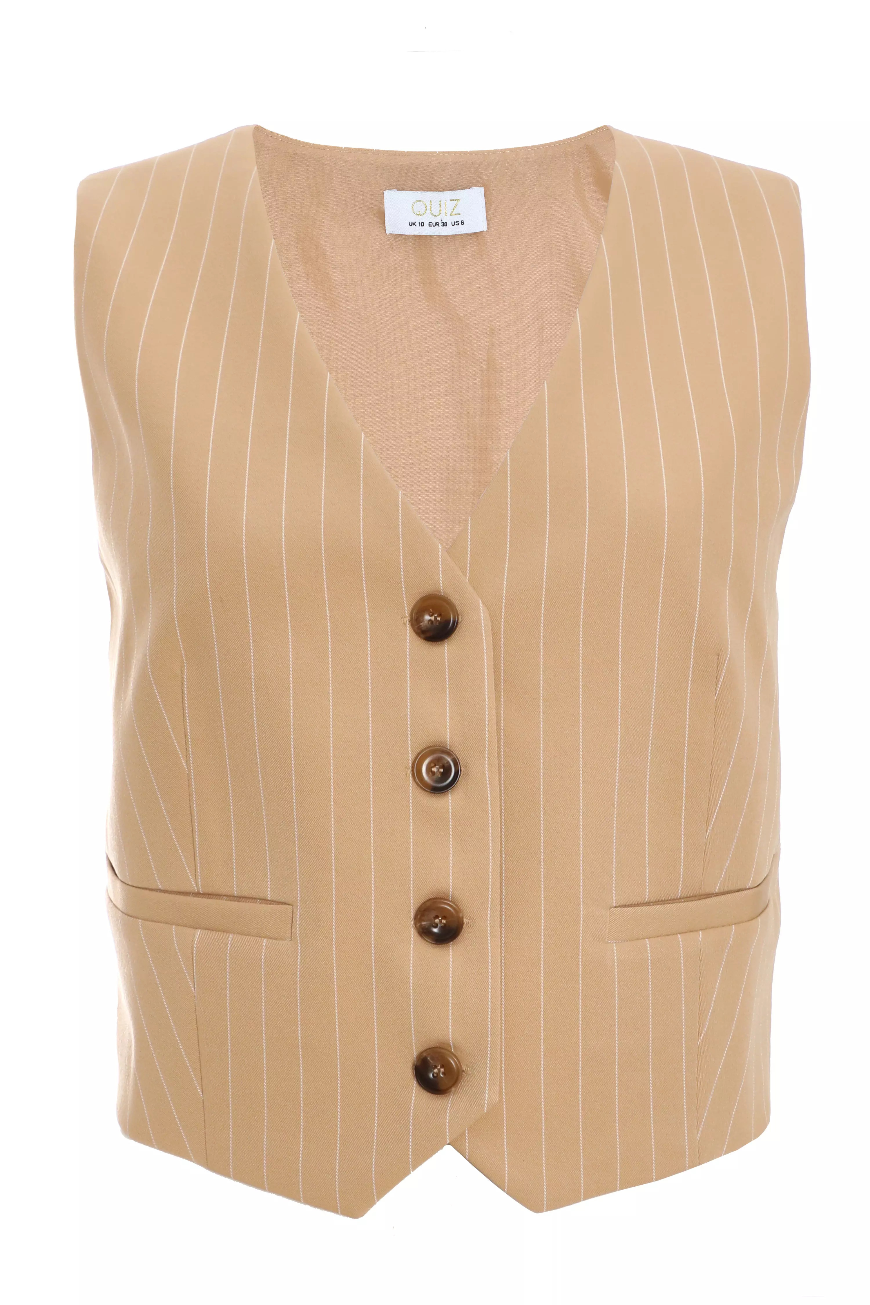 Camel Pinstripe Waistcoat