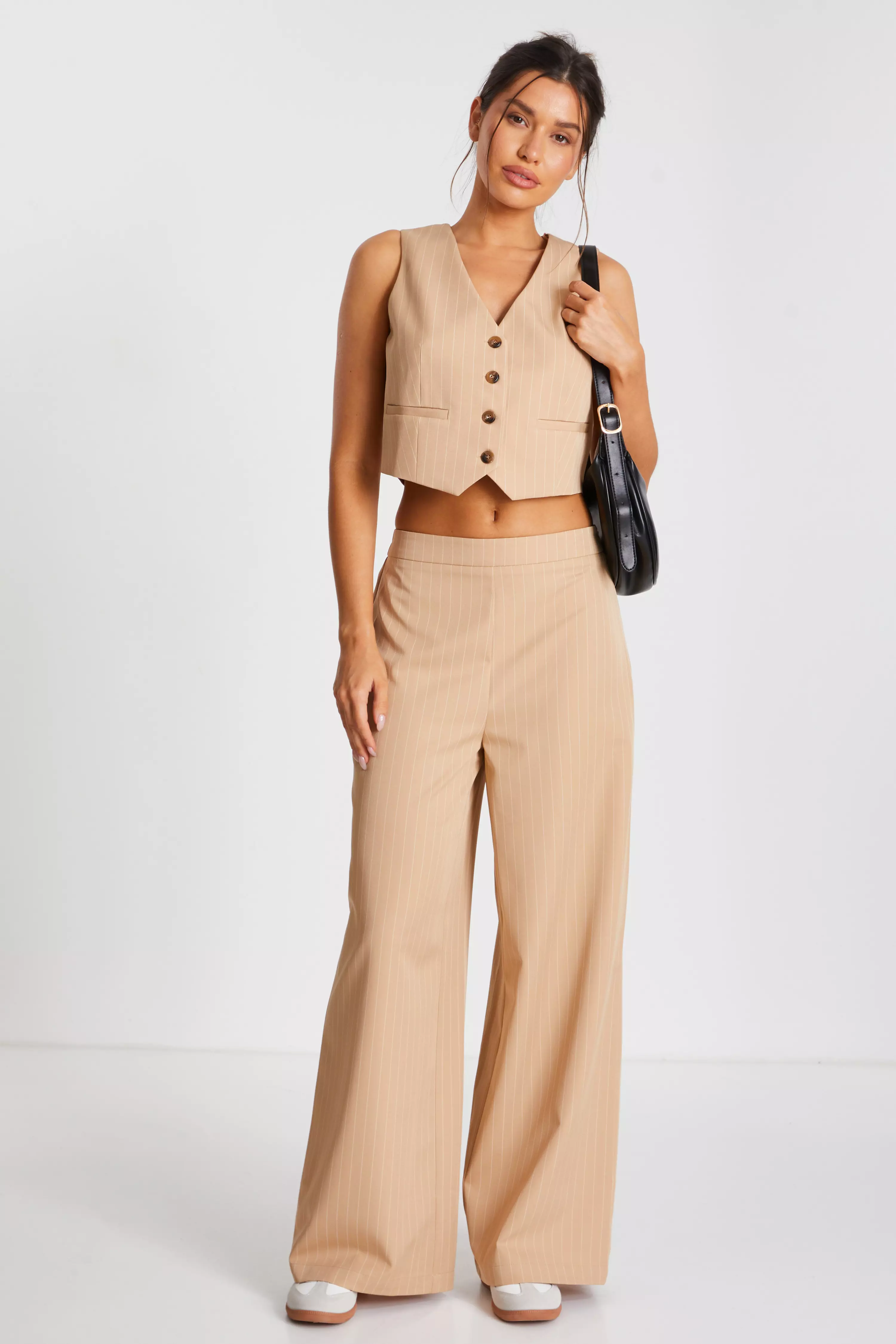 Camel Pinstripe Tailored Trousers