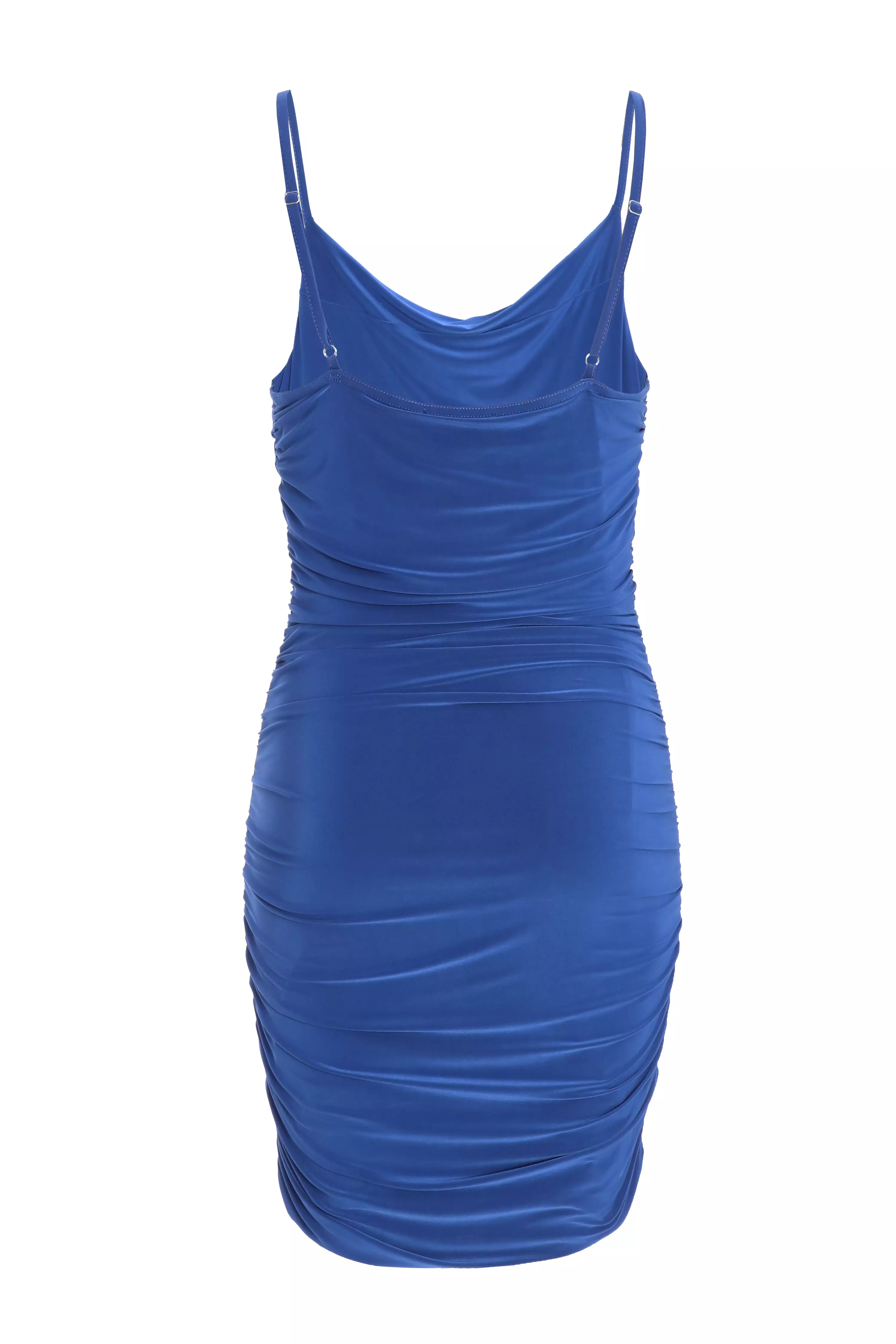Blue Ruched Bodycon Mini Dress