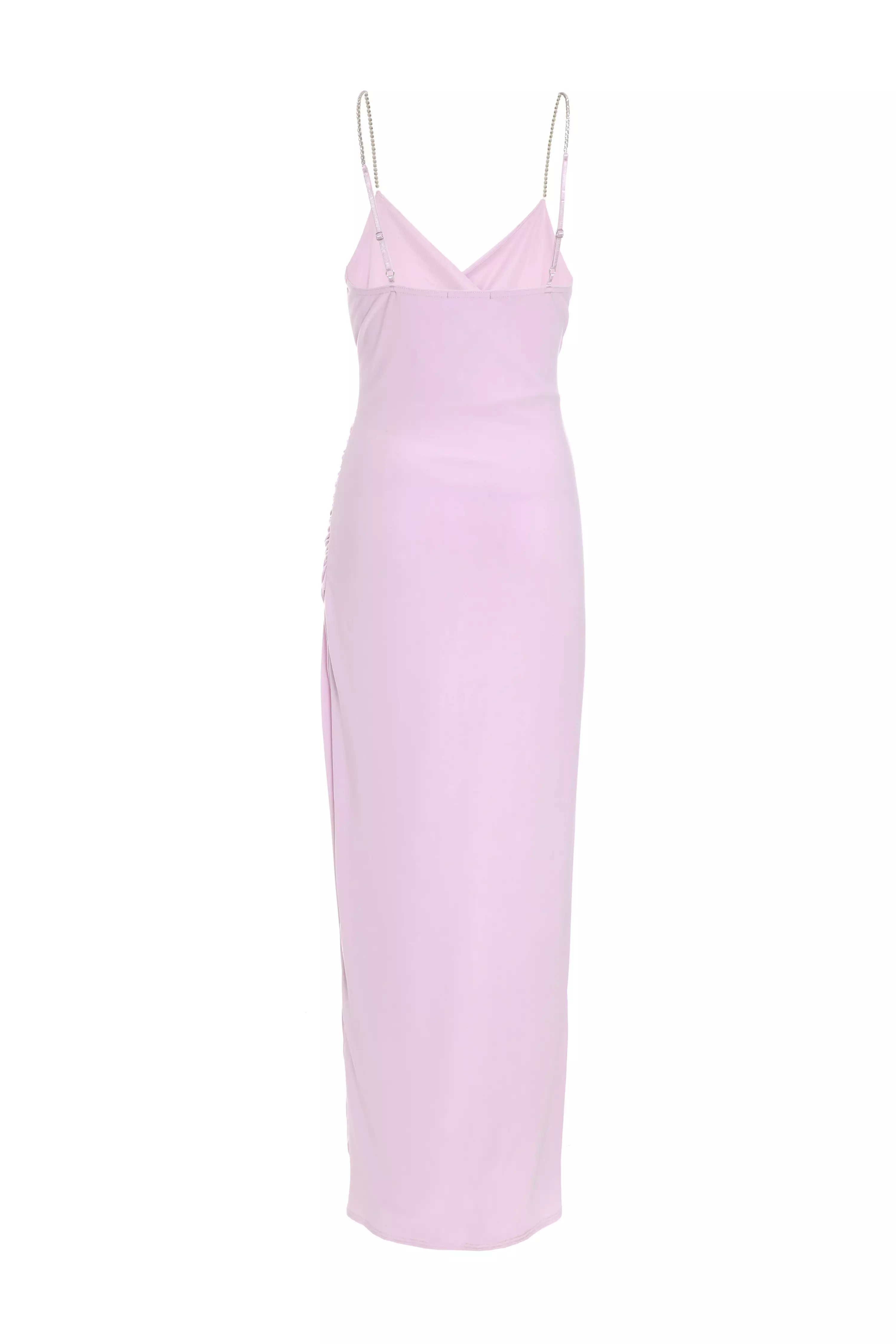 Lilac Diamante Ruched Maxi Dress