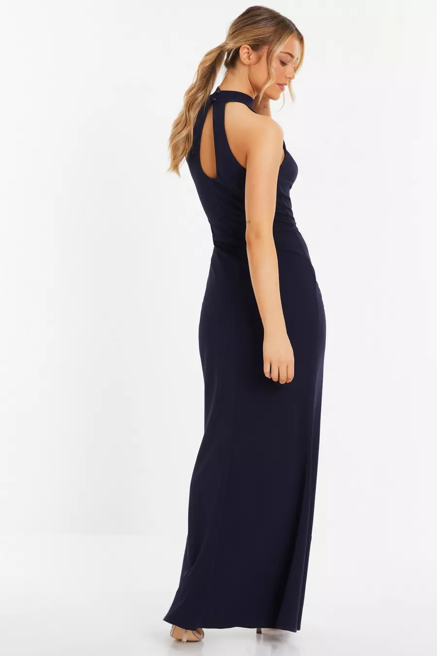 High neck navy maxi dress hotsell