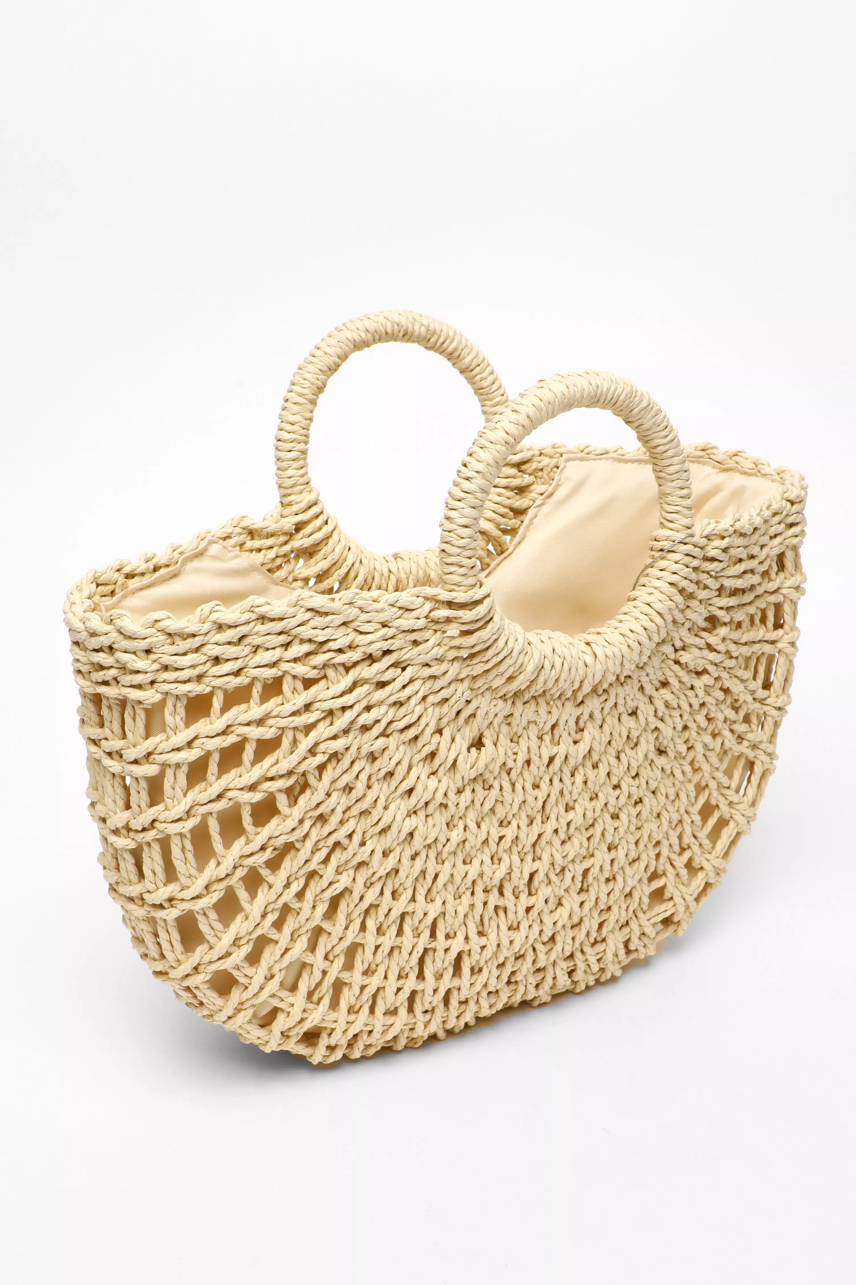 Natural Straw Round Handle Bag