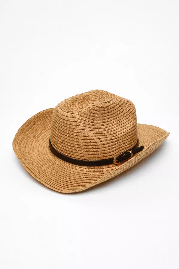 Tan Straw Trim Beach Hat