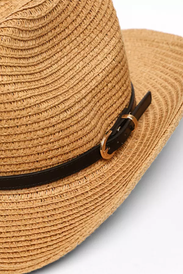 Tan Straw Trim Beach Hat