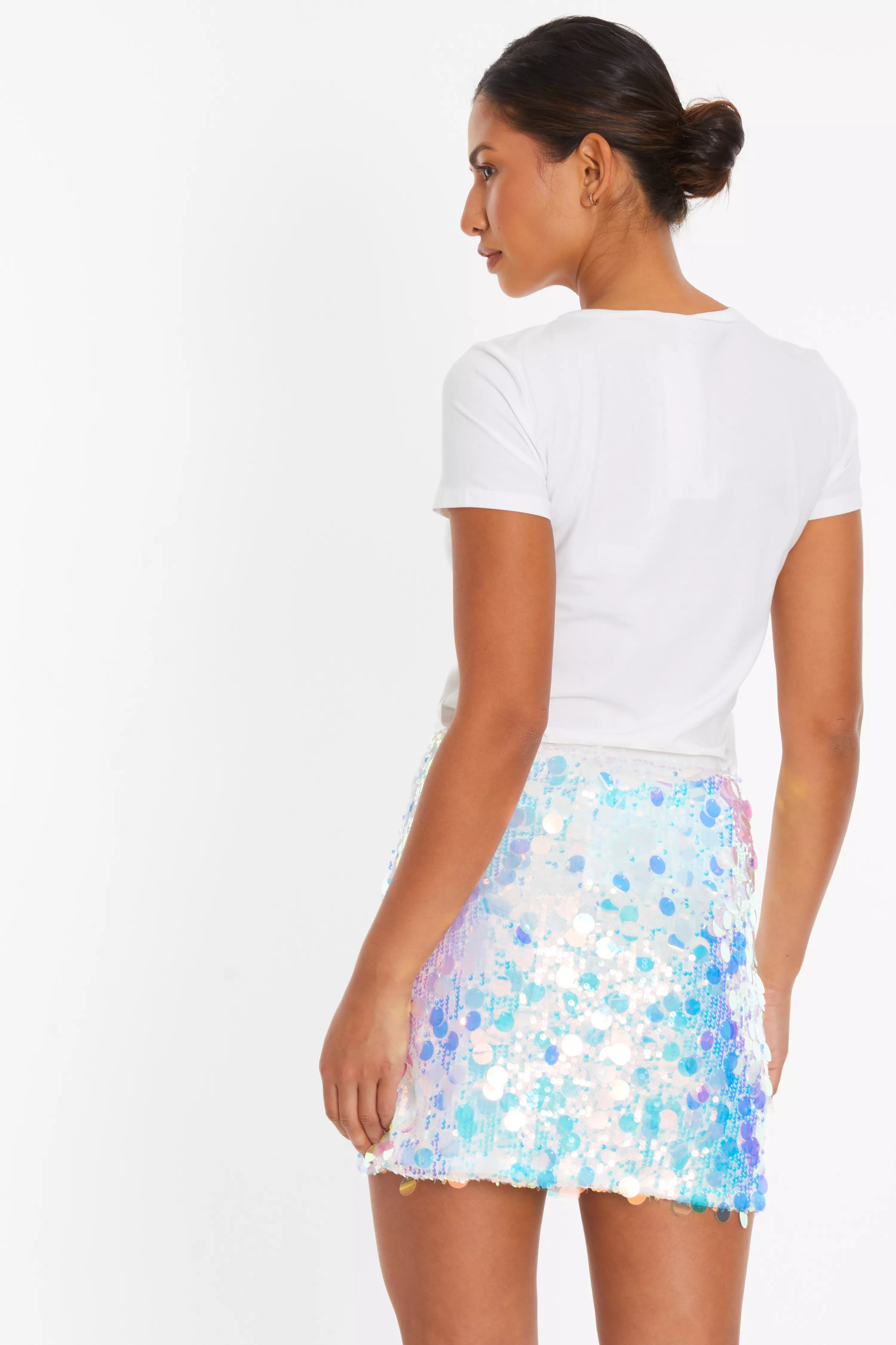 Iridescent Disc Sequin Mini Skirt 