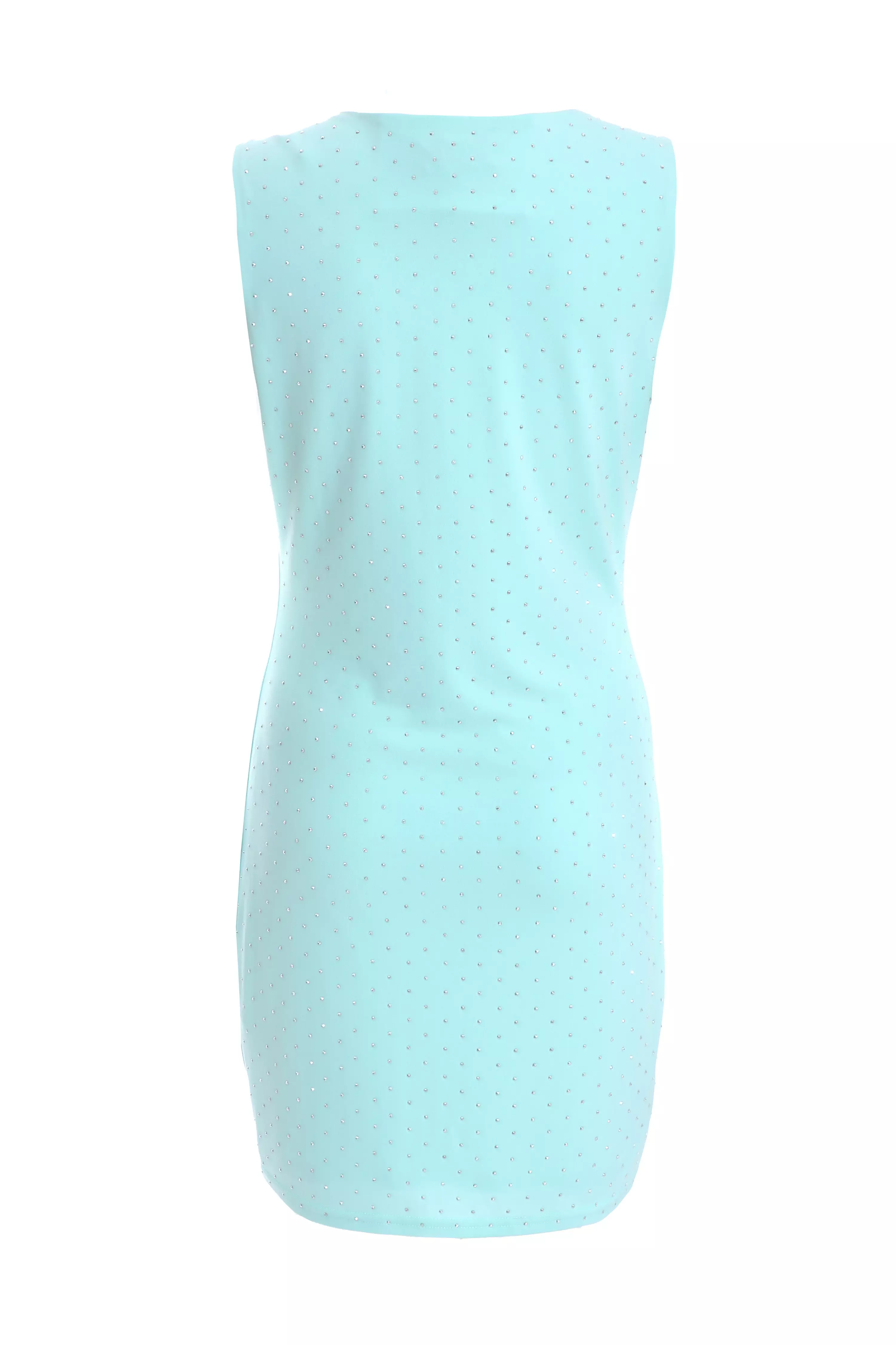 Blue Embellished Bodycon Mini Dress