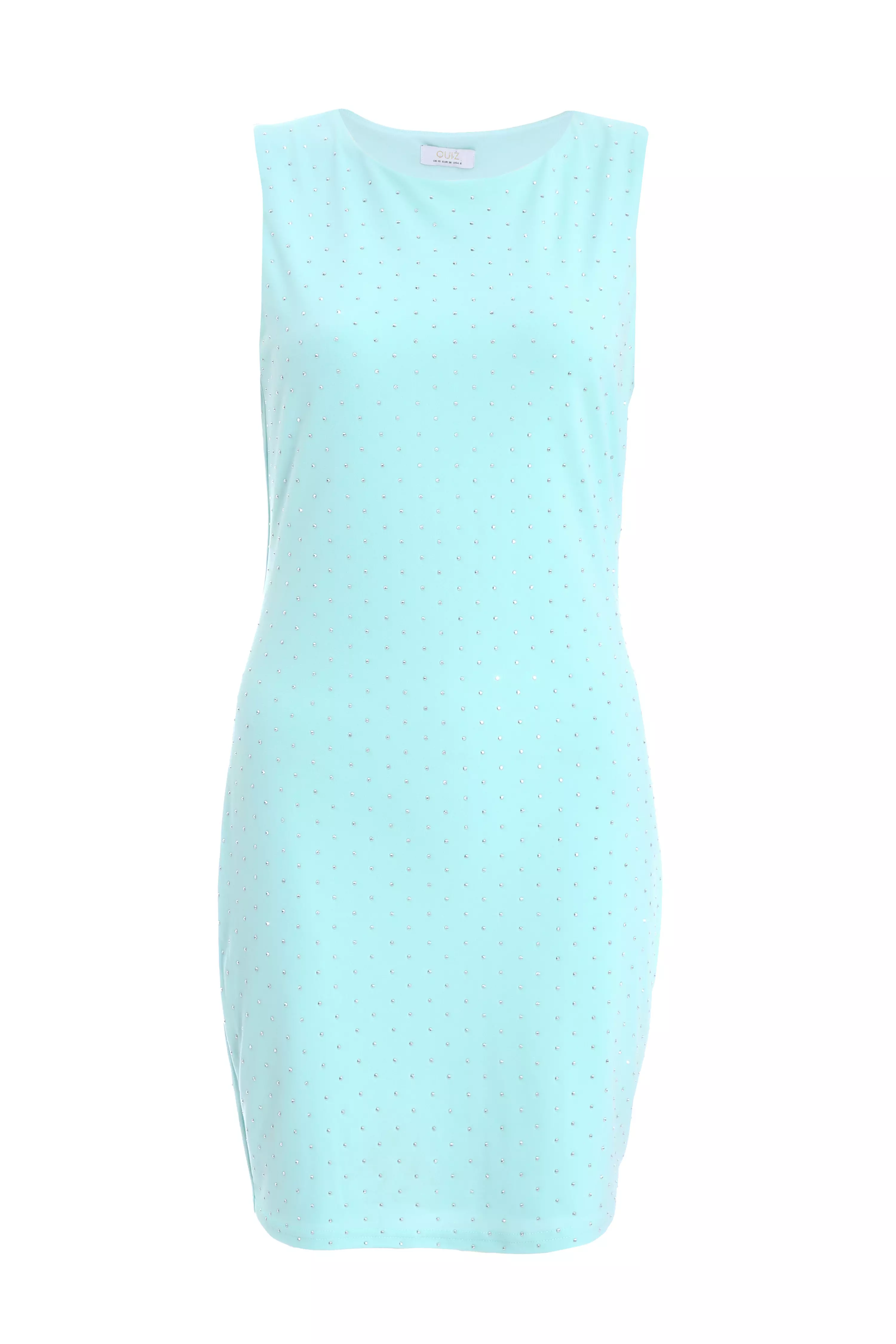 Blue Embellished Bodycon Mini Dress
