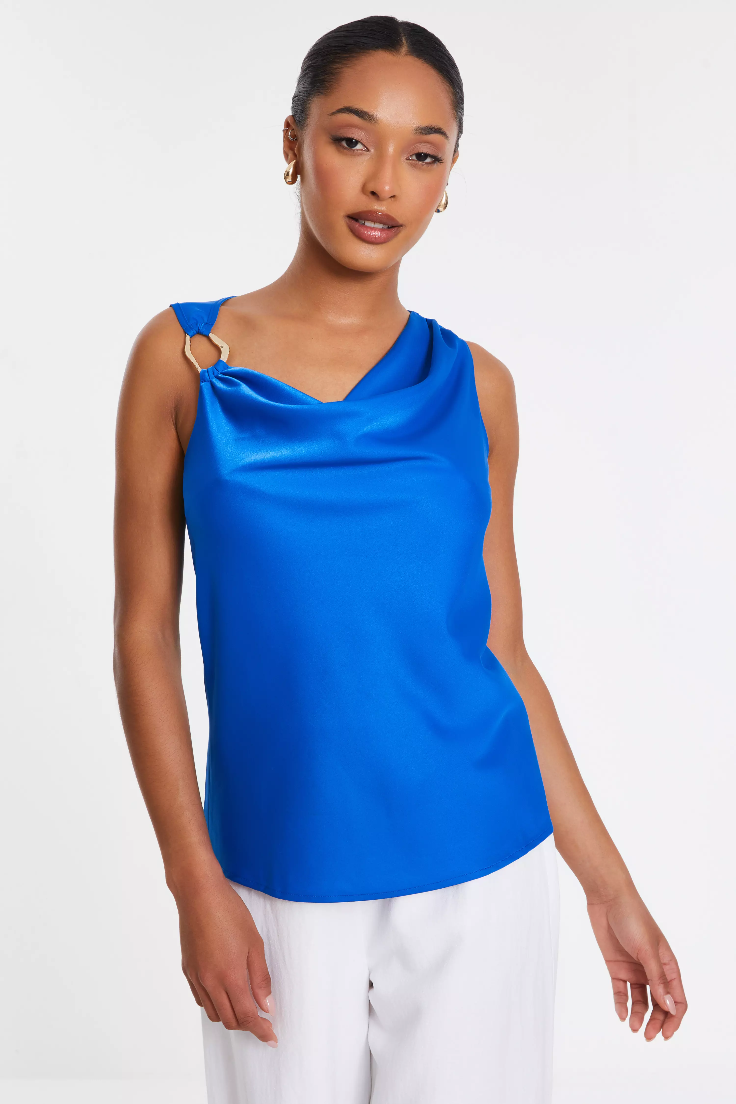 Royal Blue Satin Vest Top