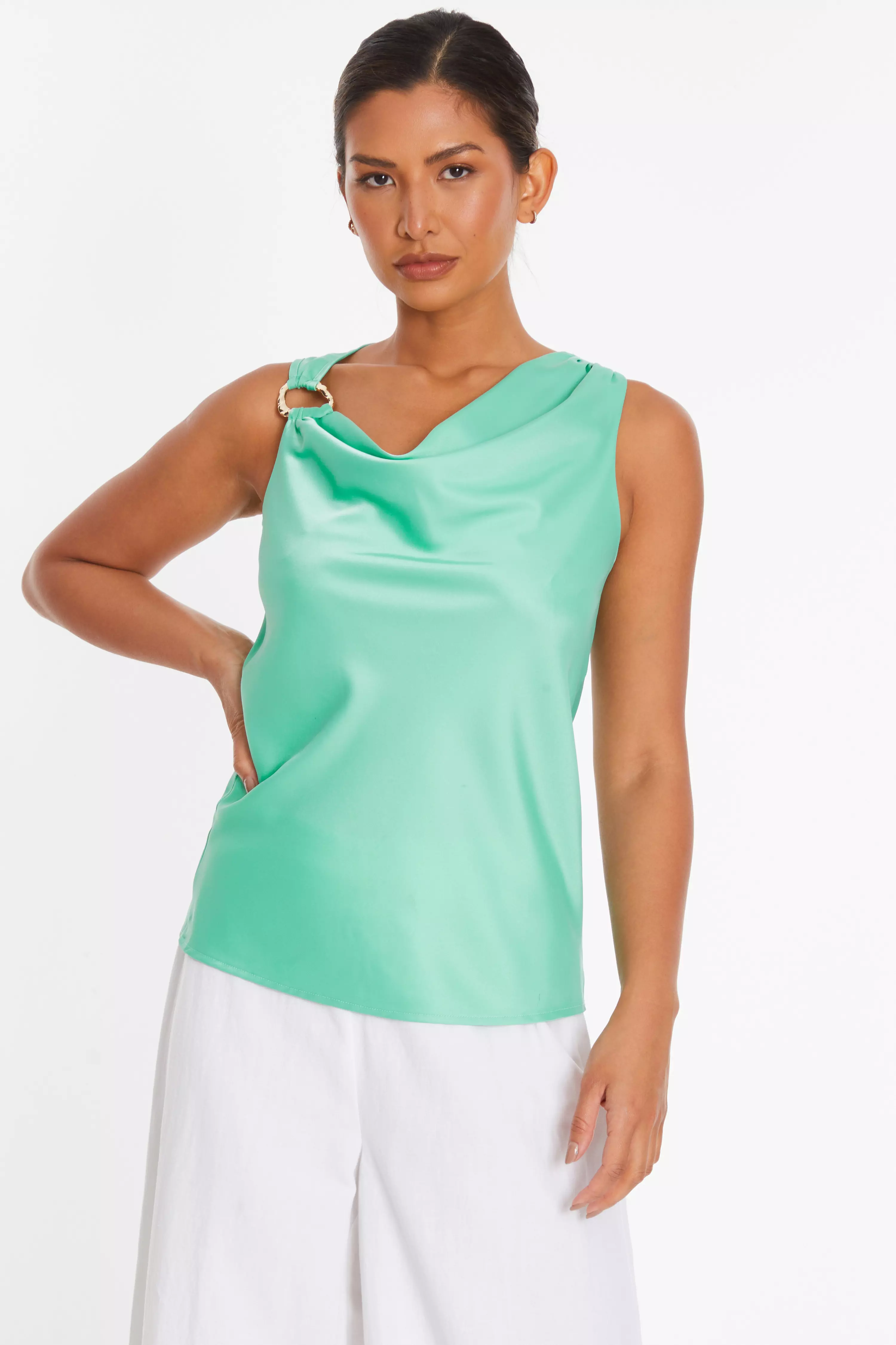 Mint Satin Vest Top