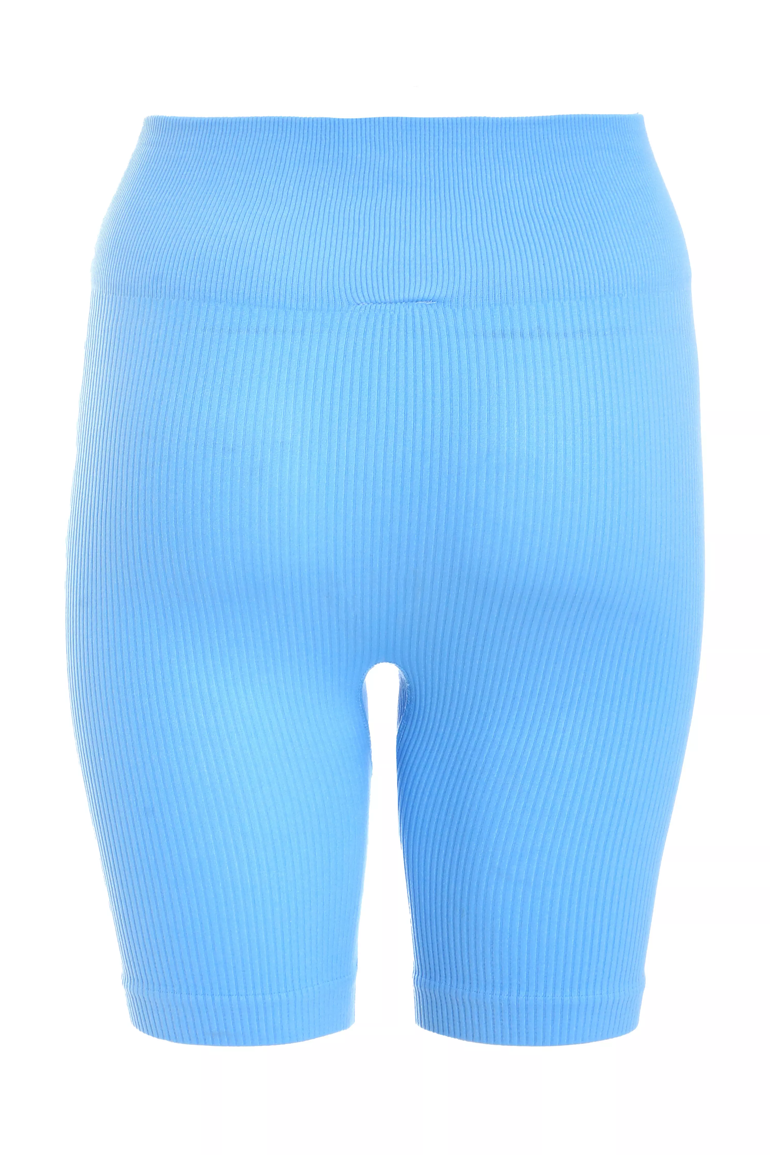 Blue Ribbed Cycling Shorts