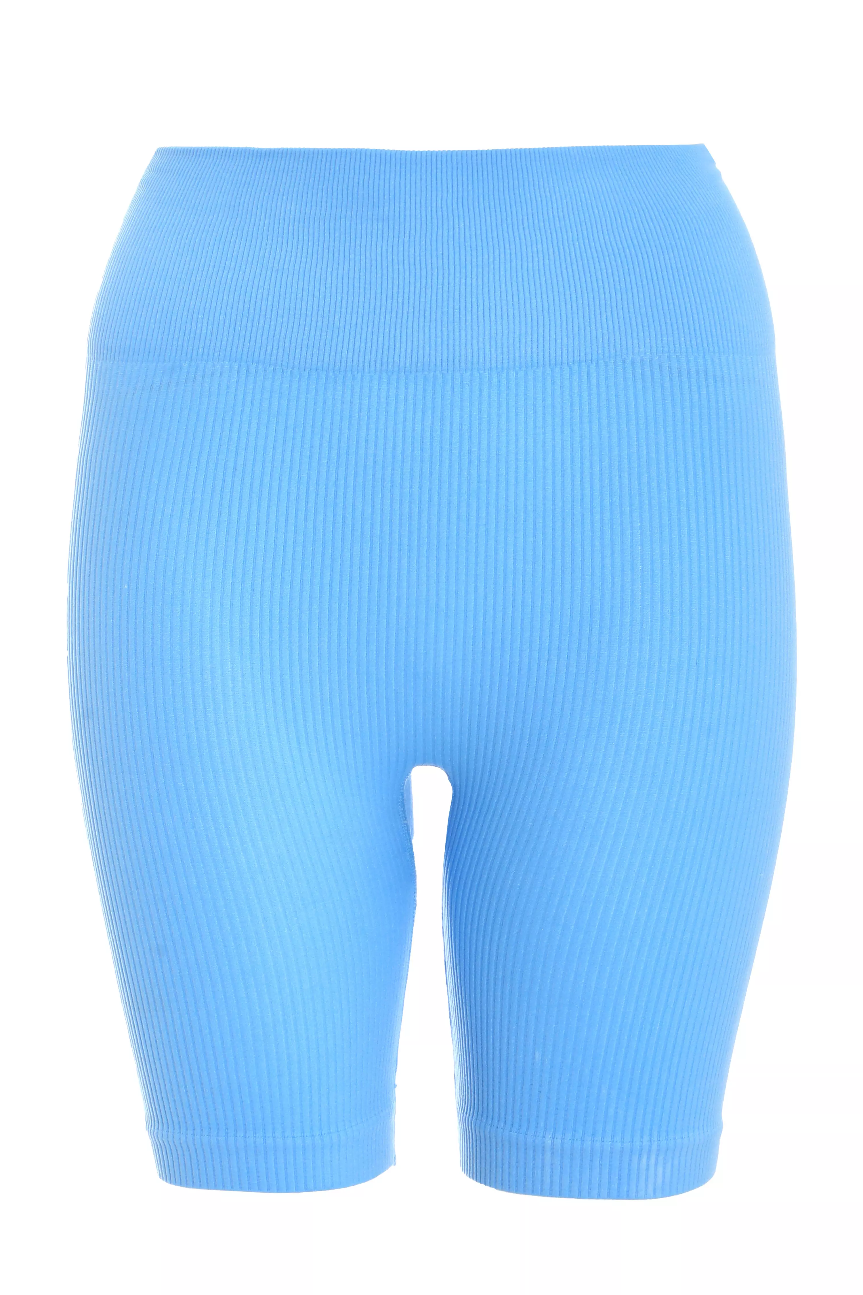 Blue Ribbed Cycling Shorts